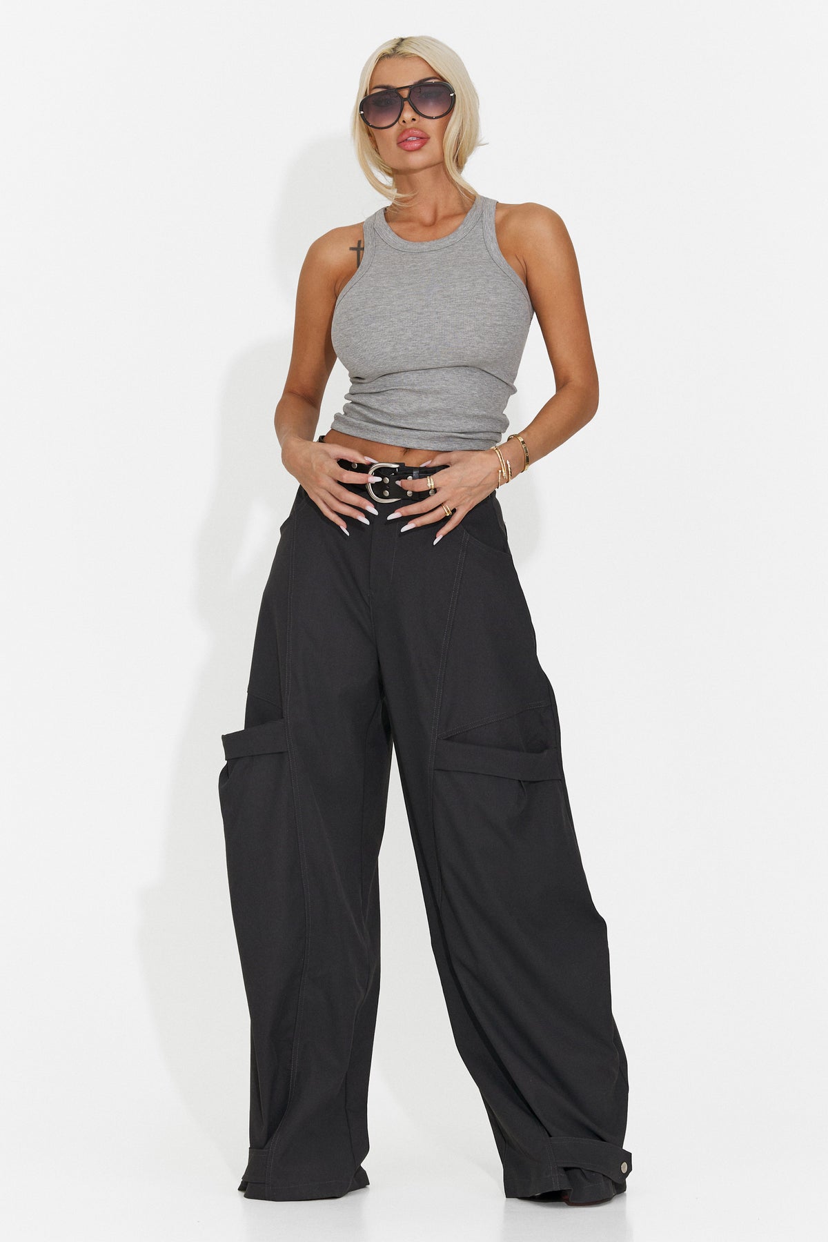 Pantaloni dama casual gri inchis Orary Bogas