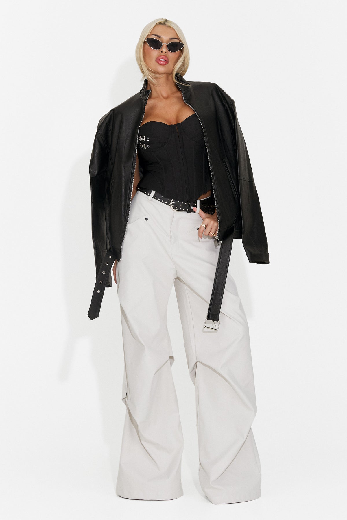 Pantaloni dama casual albi Timoty Bogas