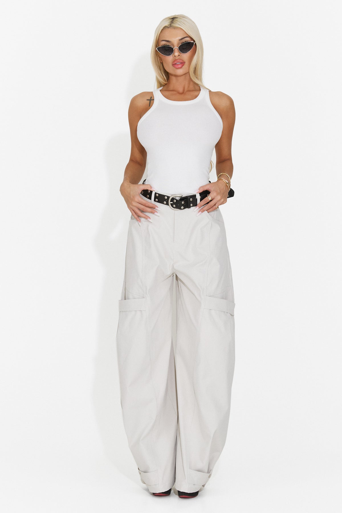 Pantaloni dama casual albi Orary Bogas