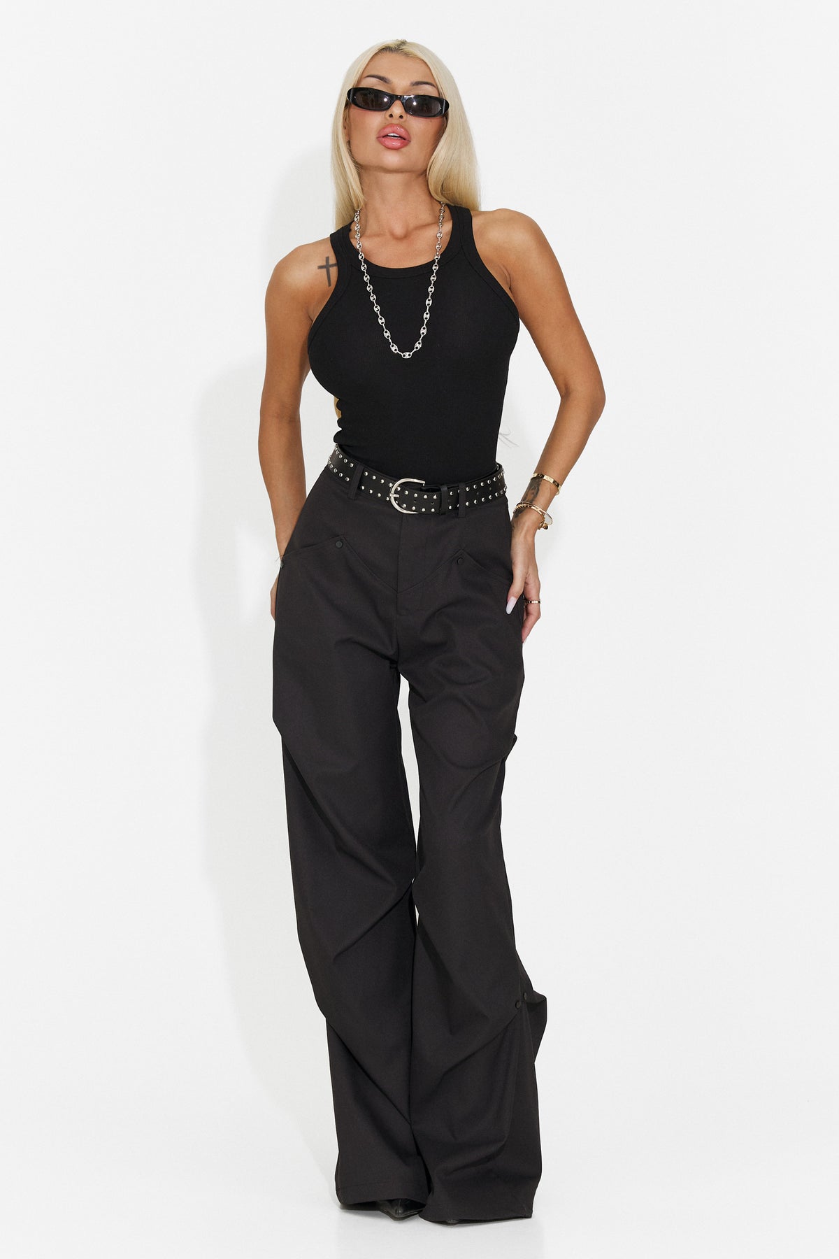 Pantaloni dama casual negri Timoty Bogas