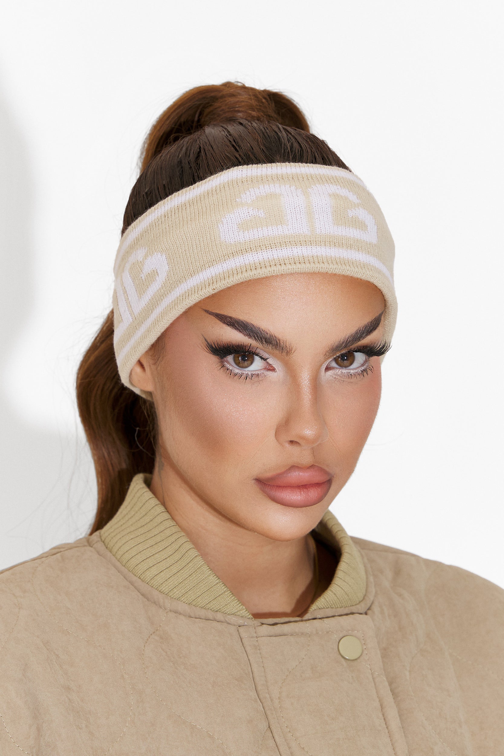 Fascia per capelli casual beige Kasra Bogas per donna