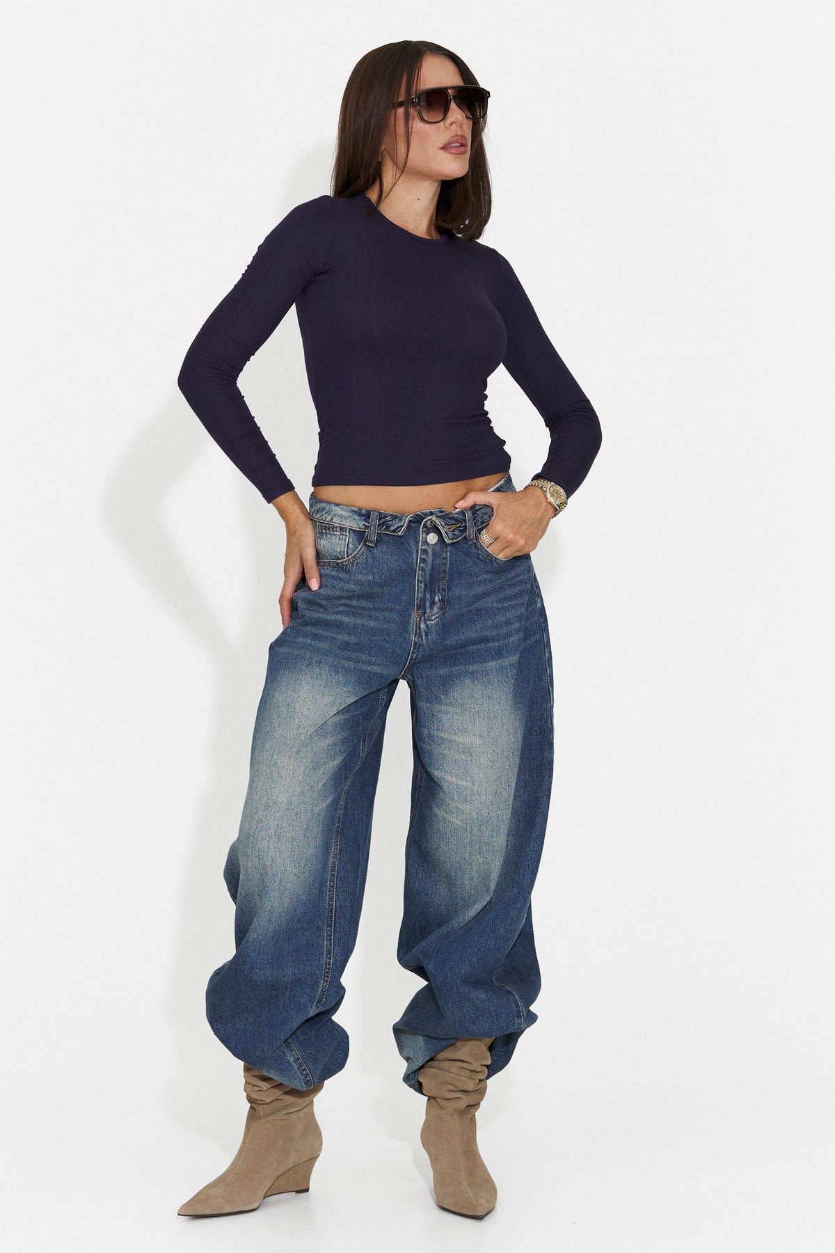 Blugi casual albastri Crytuina Bogas