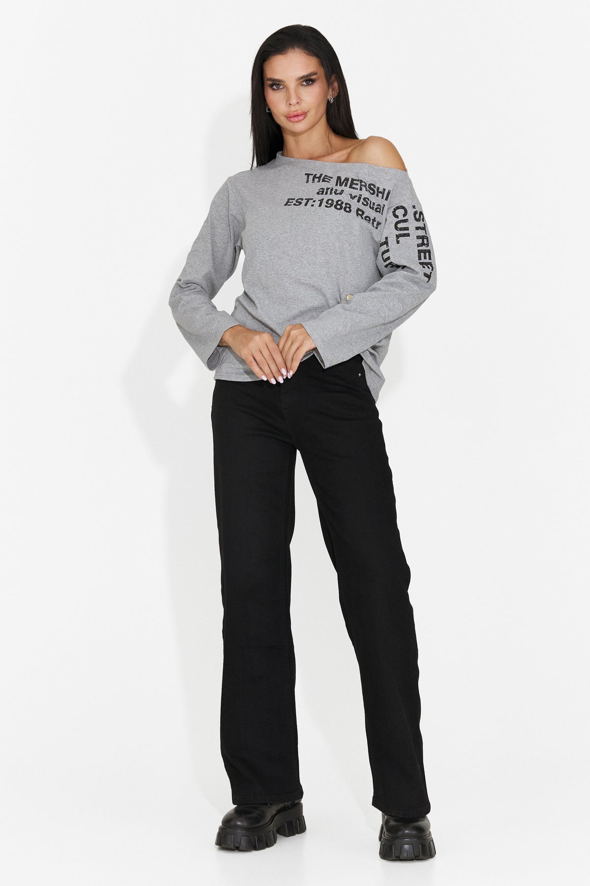 Blugi casual negri Flanaioria Bogas