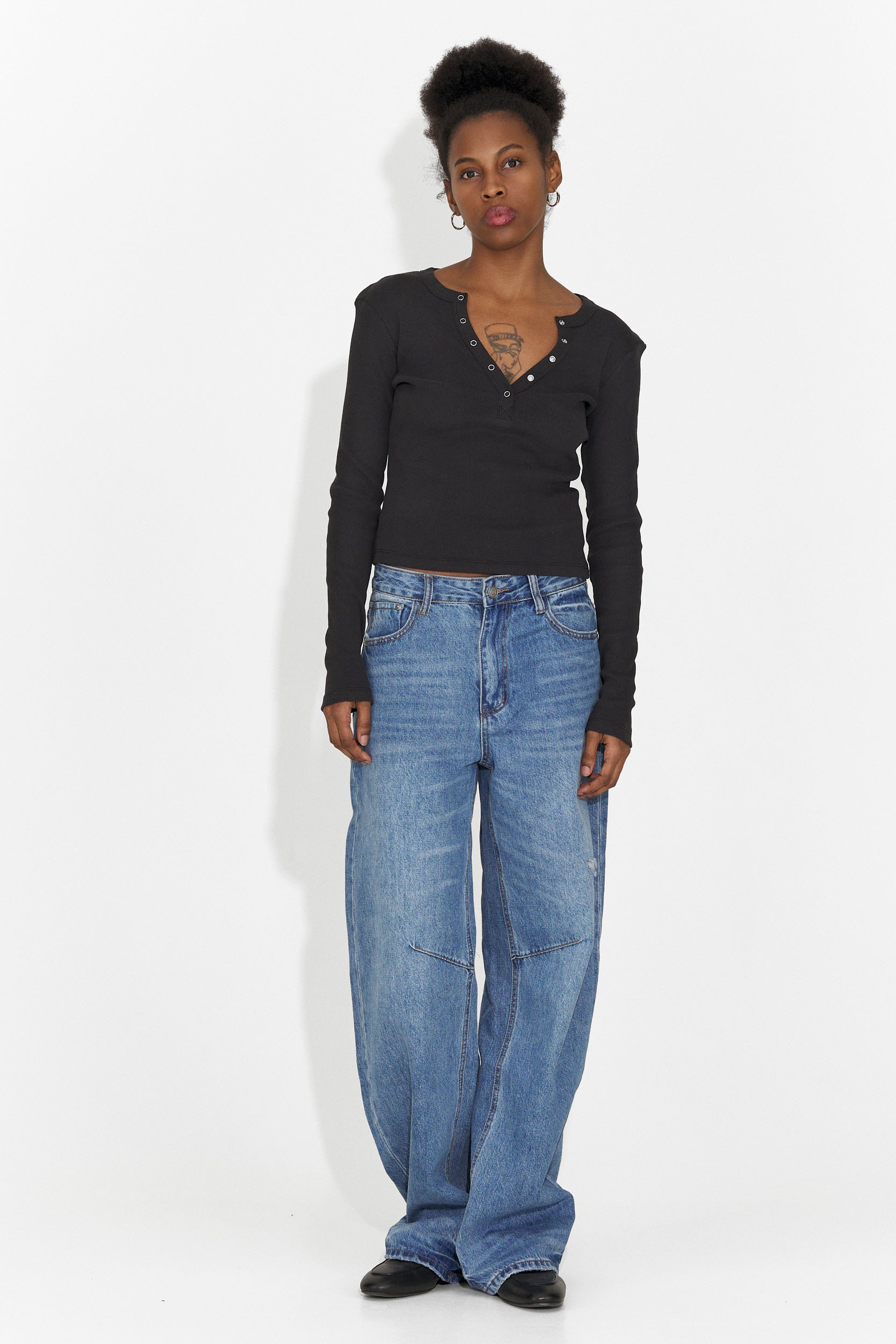 Blusa Casual Nera da Donna di Roxana Bogas