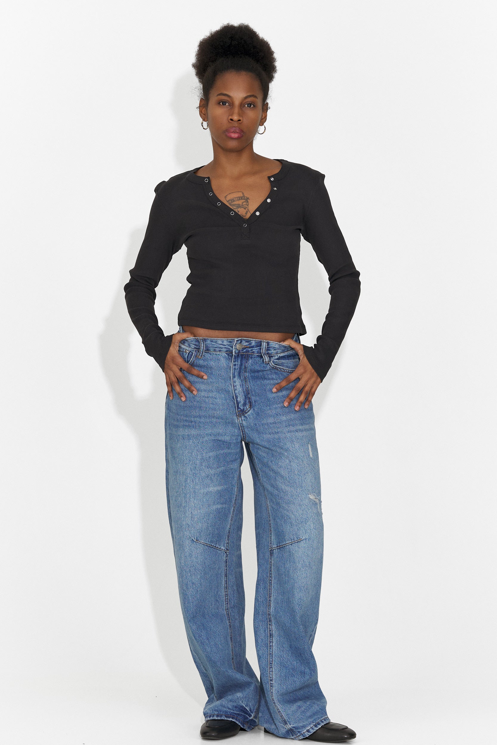 Blusa Casual Nera da Donna di Roxana Bogas