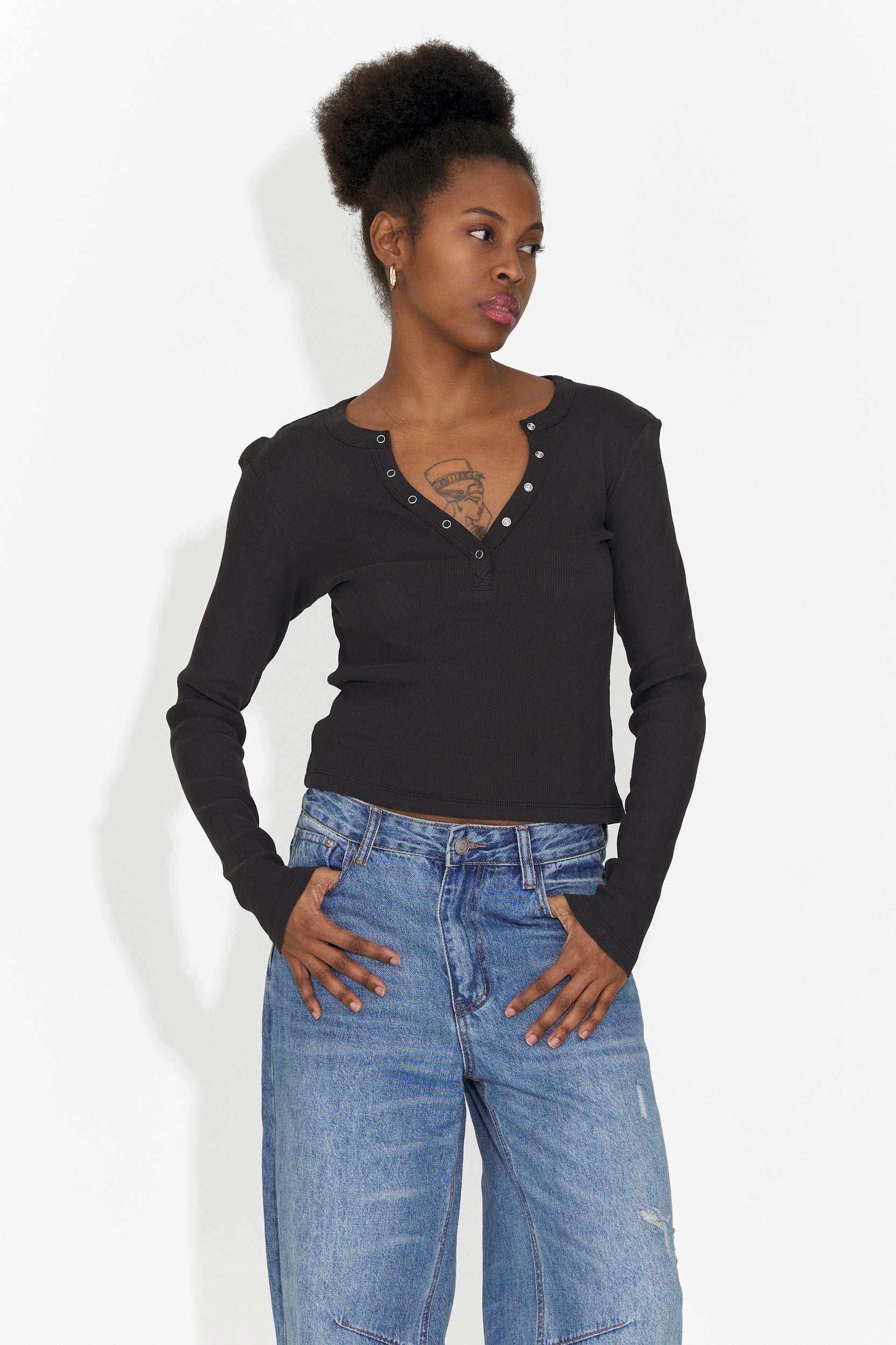 Blusa Casual Nera da Donna di Roxana Bogas