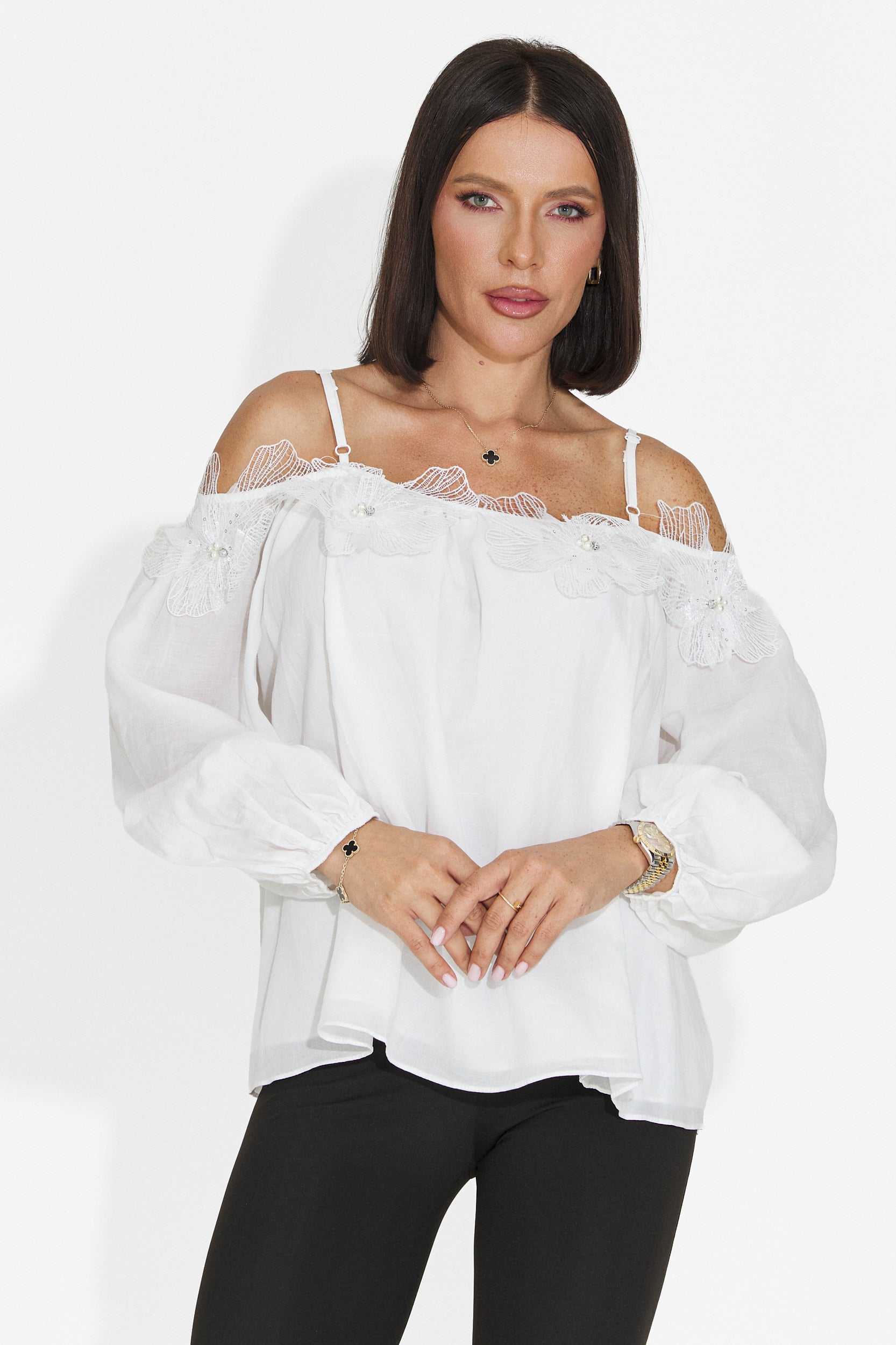 Blusa elegante da donna bianca Agentica Bogas