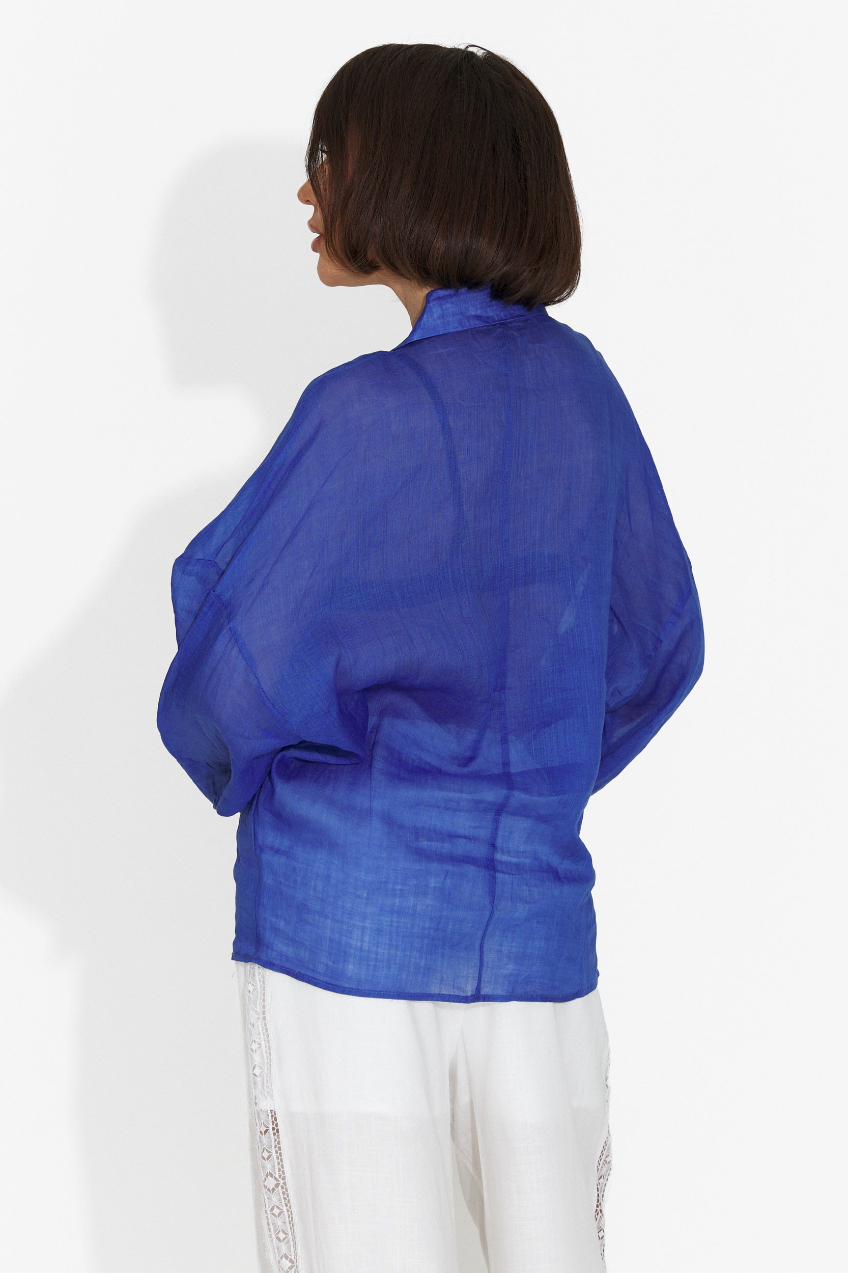 Camasa dama casual albastra Hibiscus Bogas