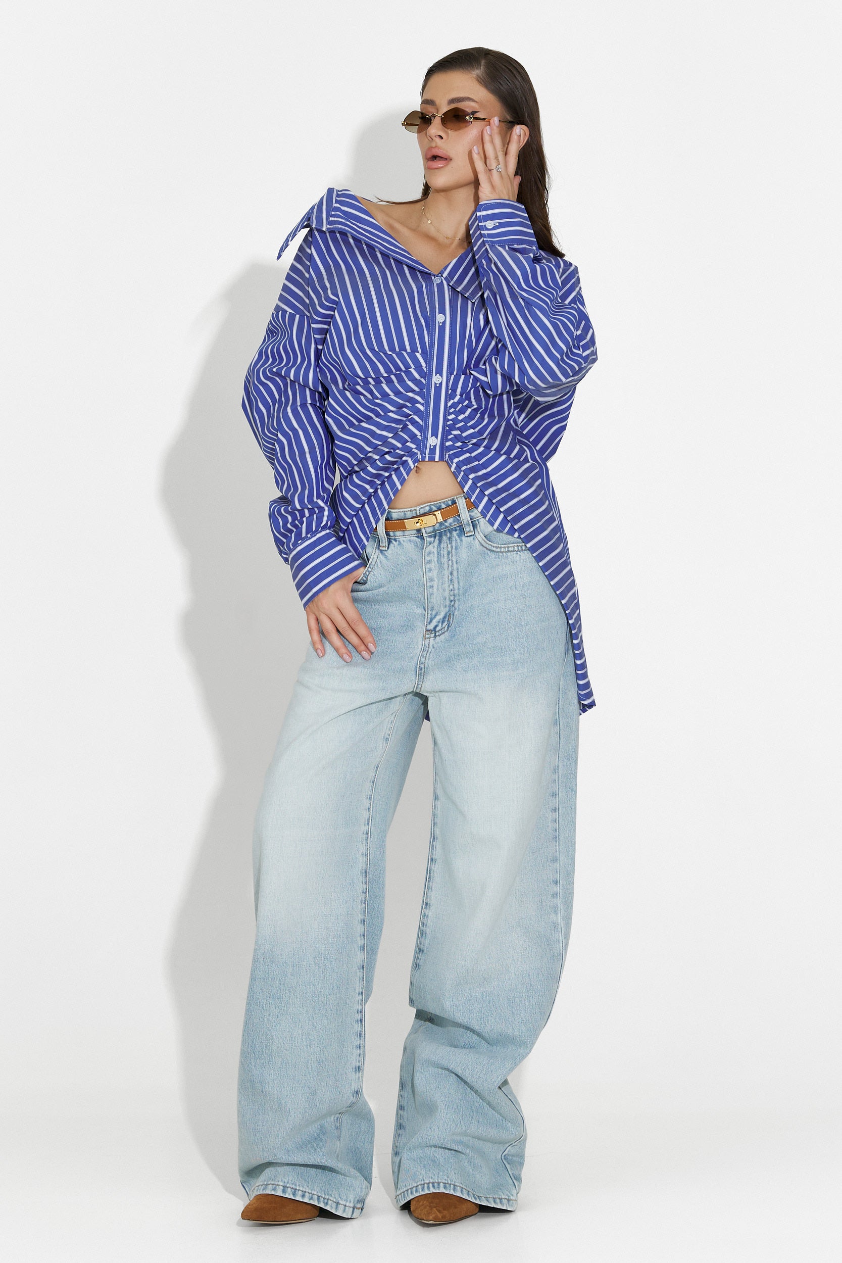 Camicia Blu Casual da Donna di Voncile Bogas