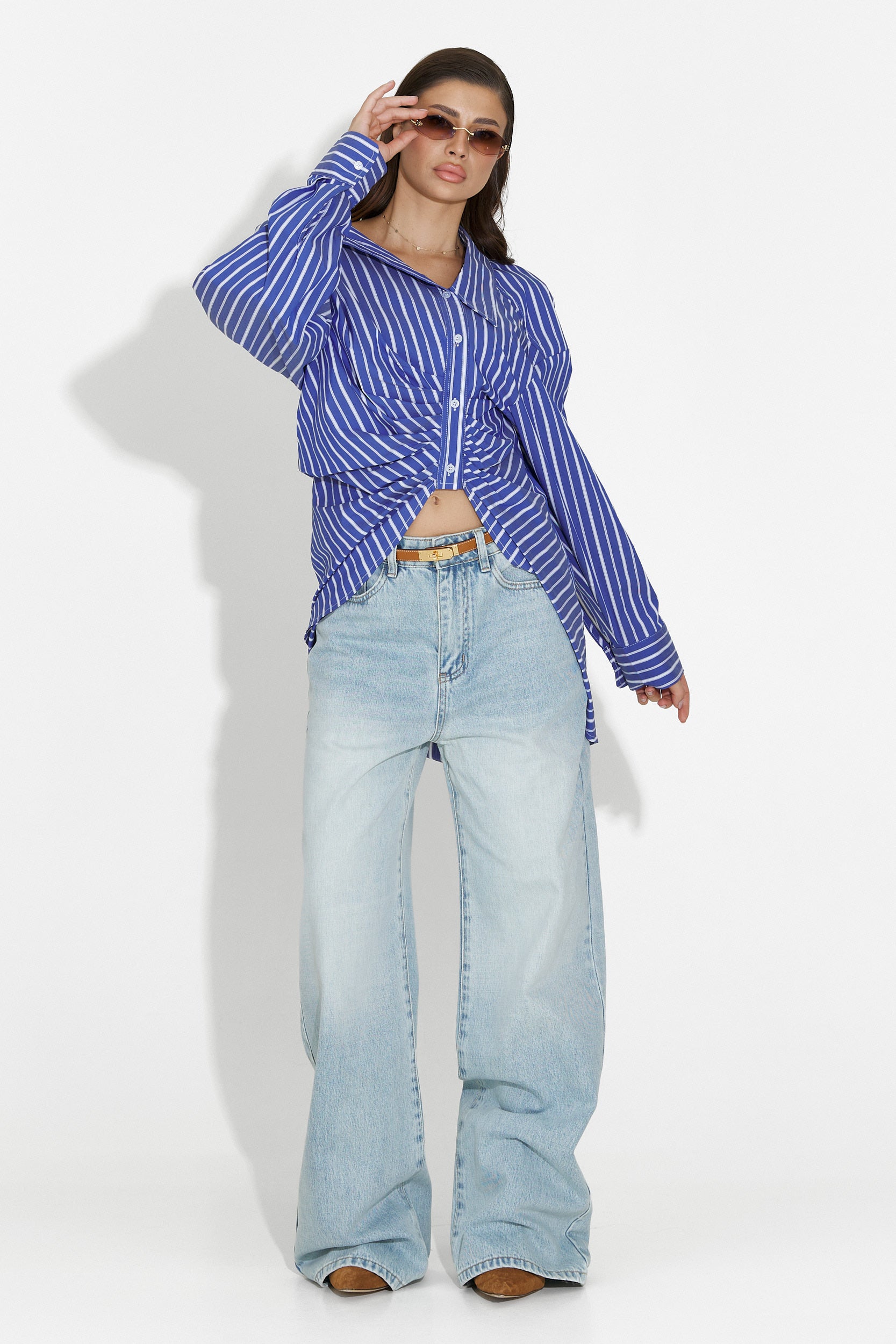 Camicia Blu Casual da Donna di Voncile Bogas