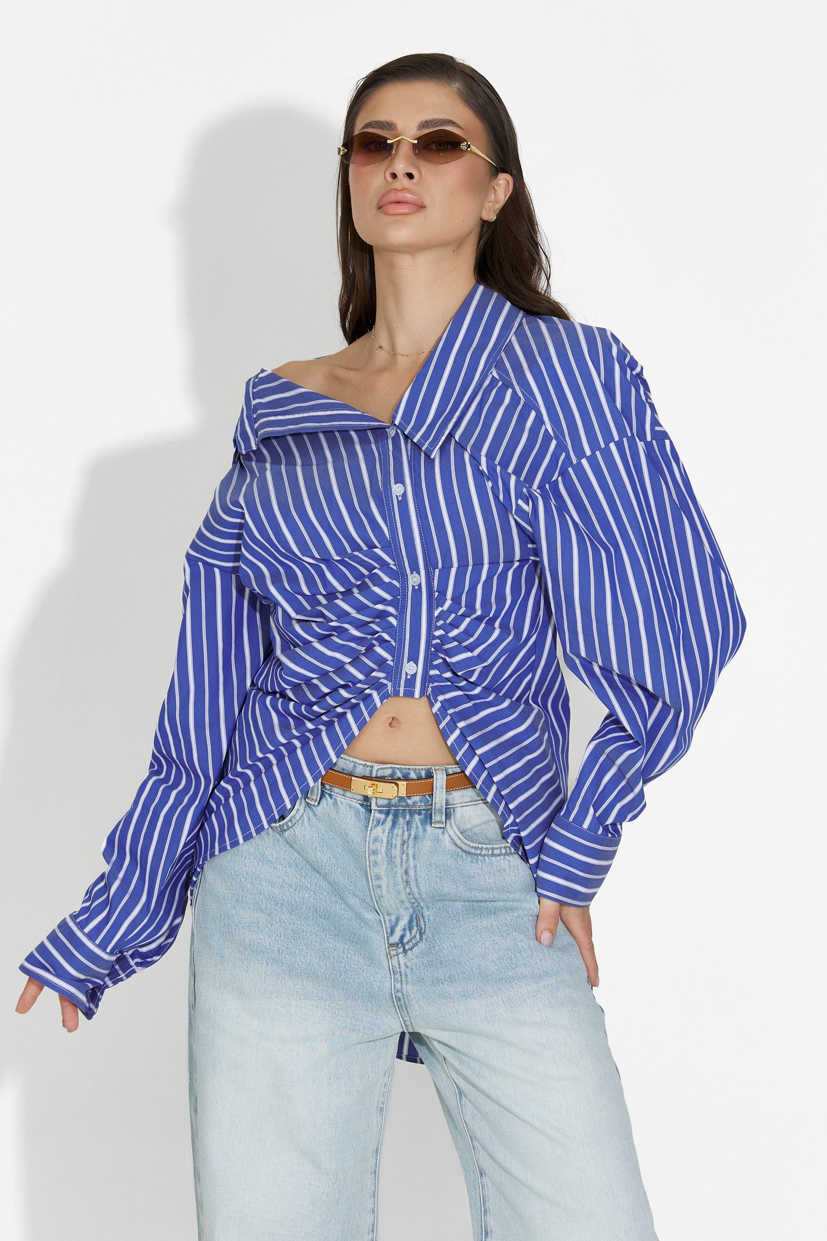 Camicia Blu Casual da Donna di Voncile Bogas