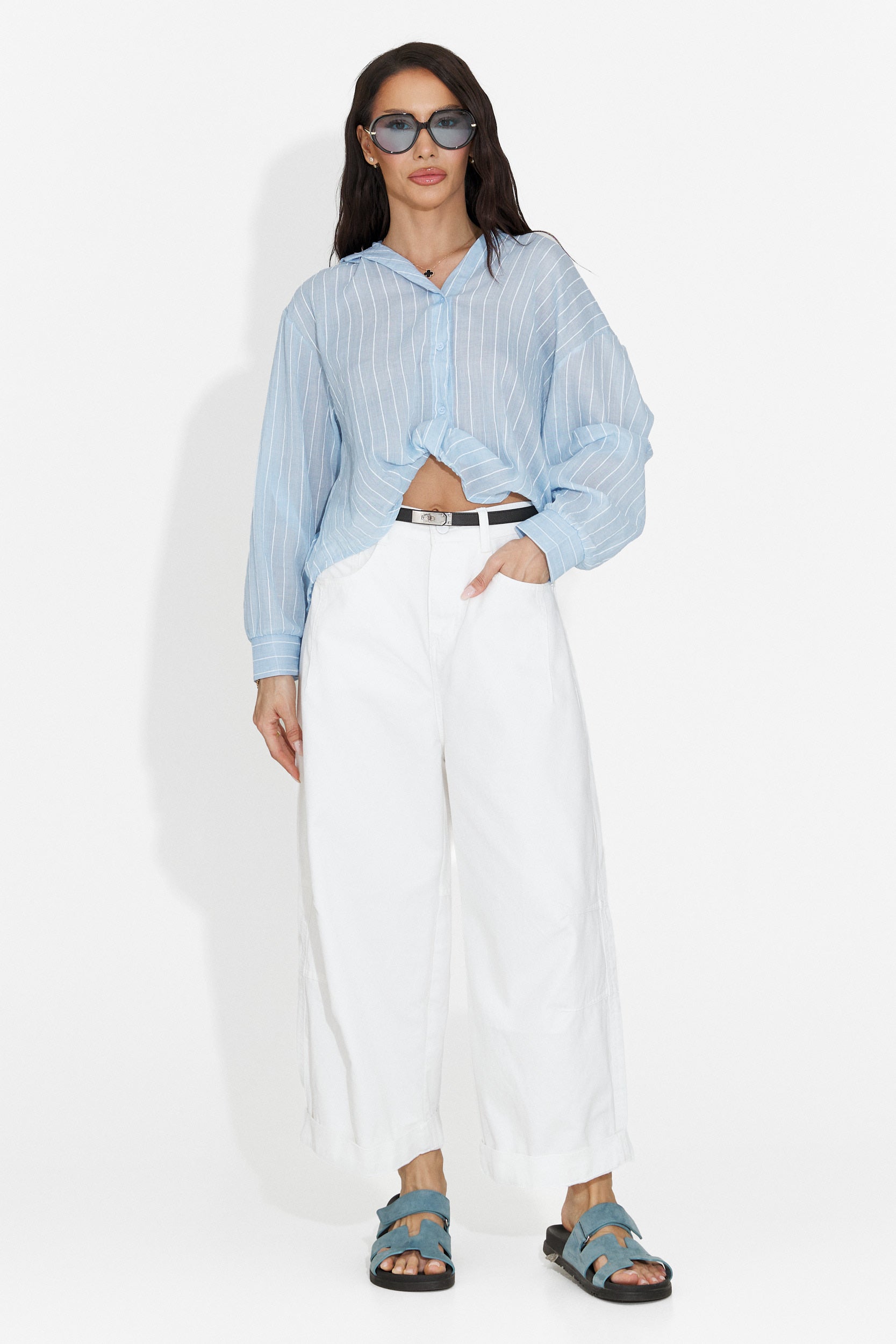 Camicia Casual Blu da Donna di Teodoria Bogas