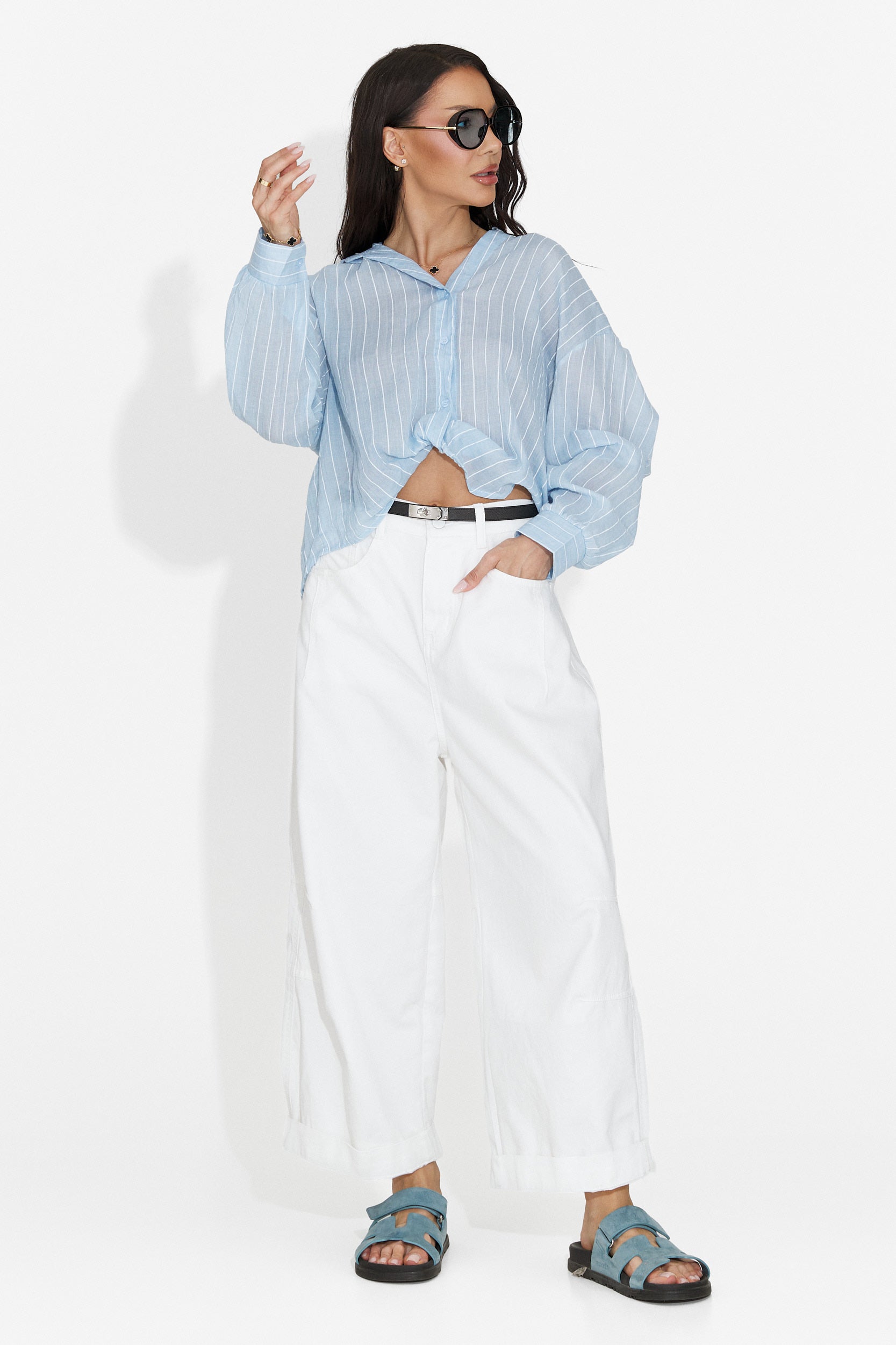 Camicia Casual Blu da Donna di Teodoria Bogas