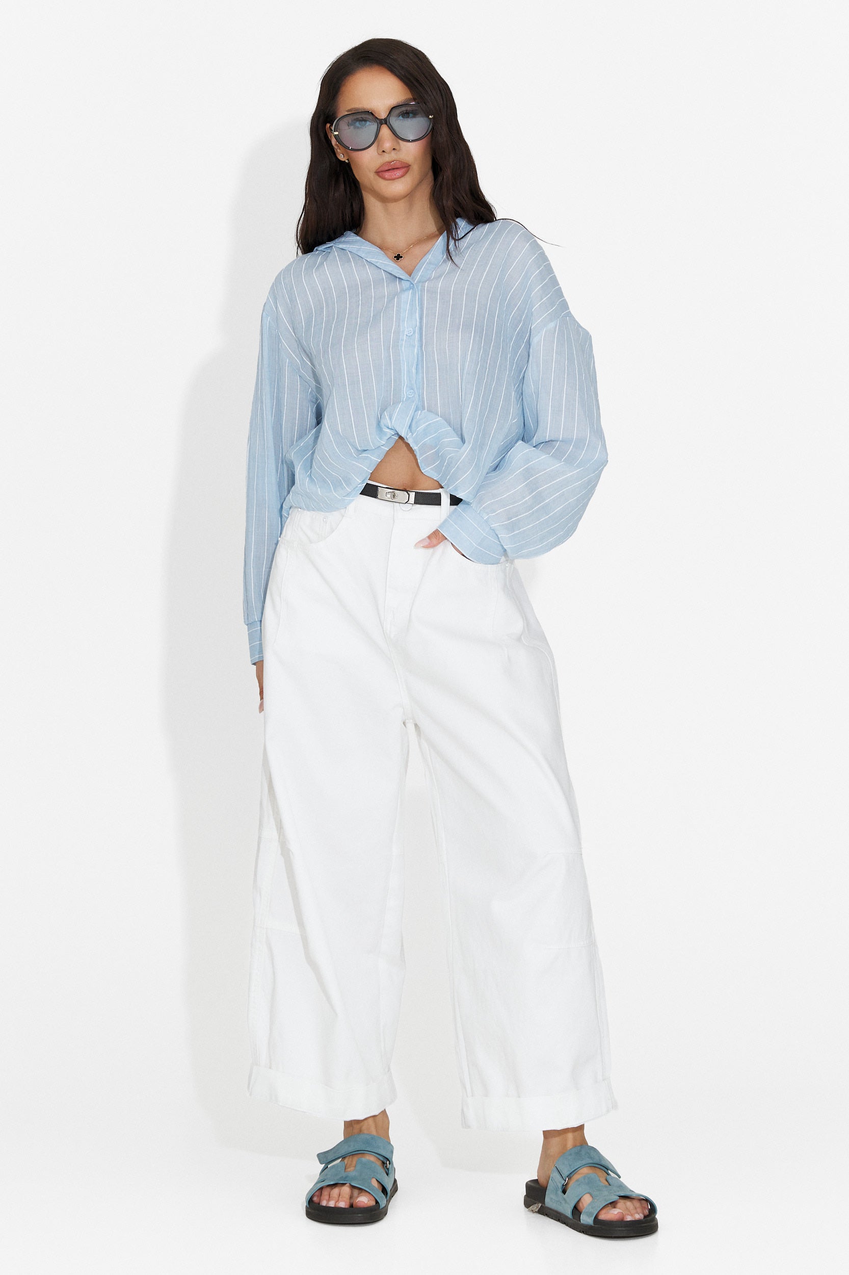 Camicia Casual Blu da Donna di Teodoria Bogas