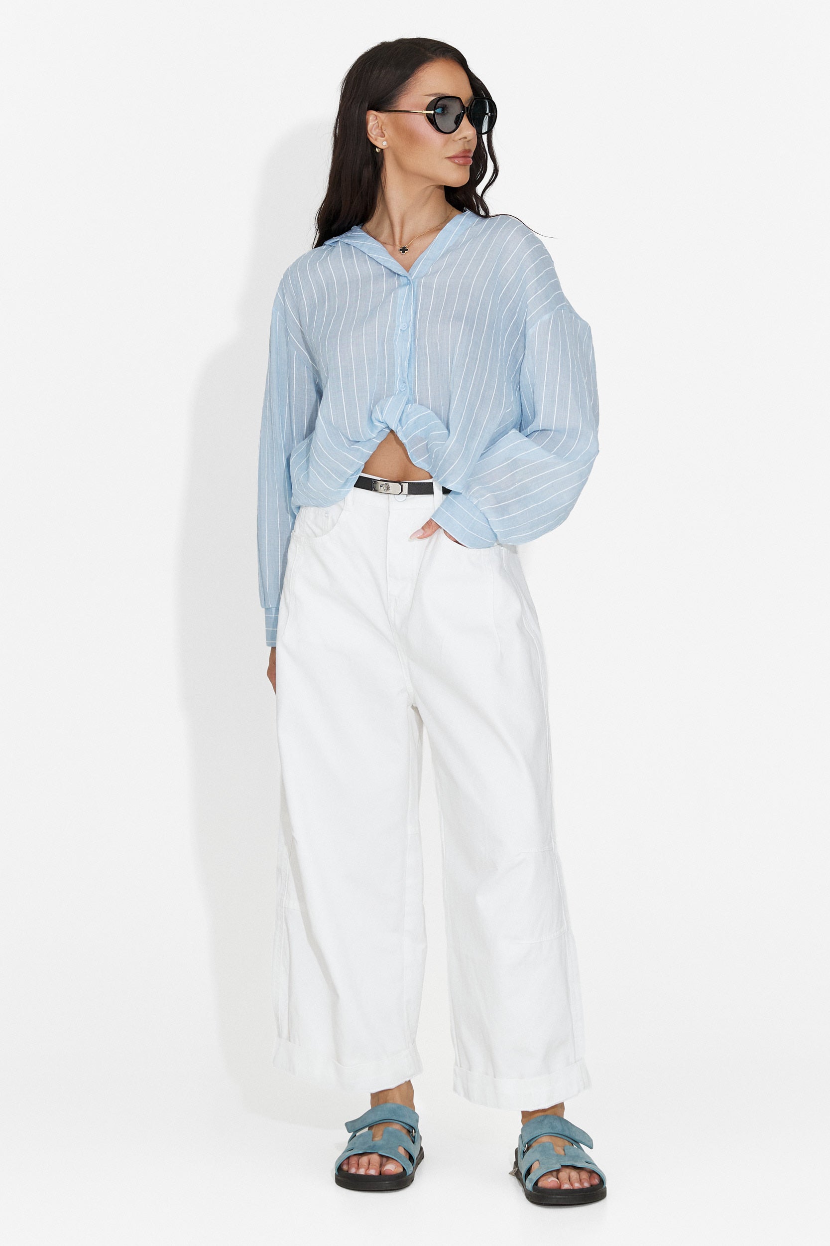 Camicia Casual Blu da Donna di Teodoria Bogas
