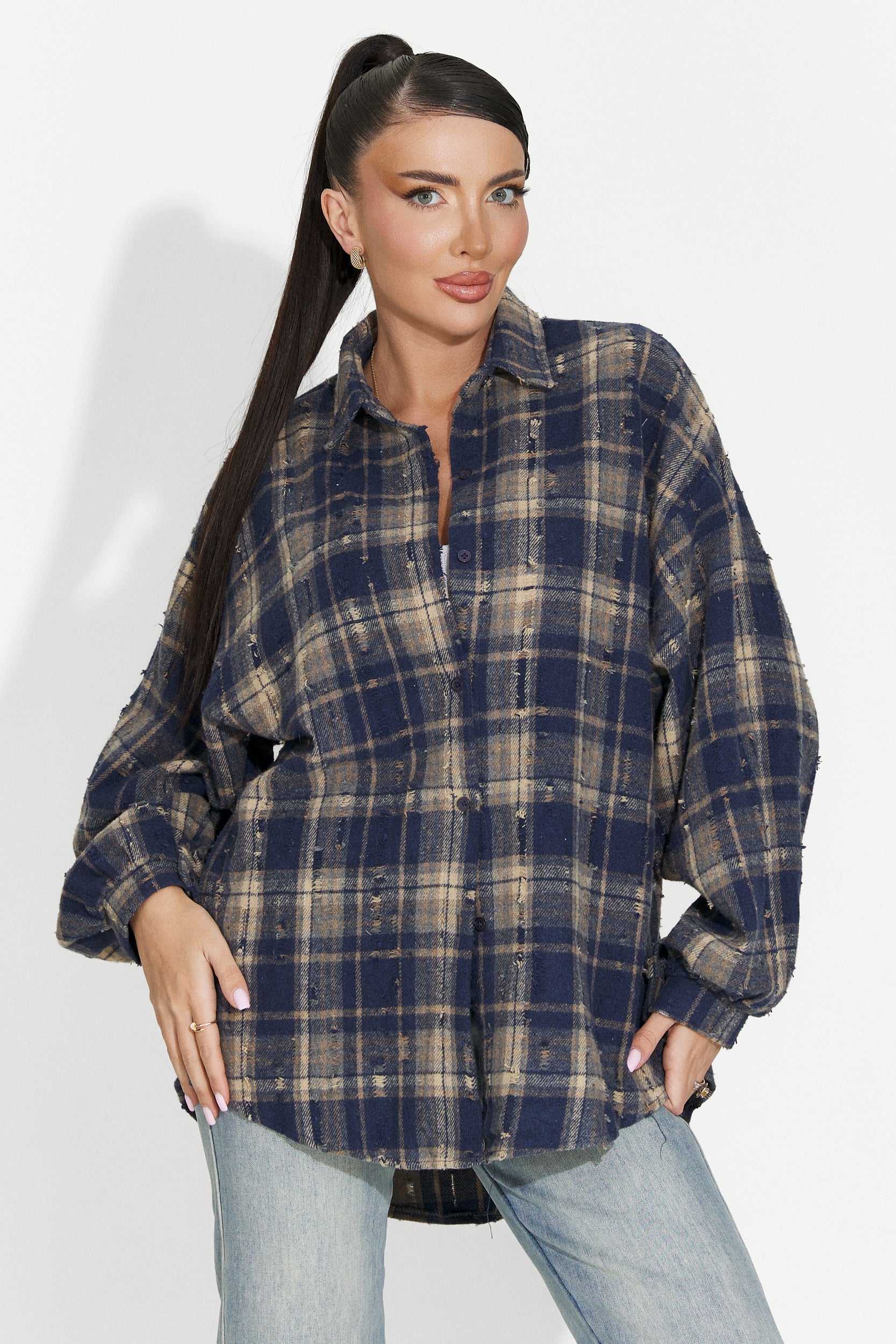 Camicia casual da donna blu marino Jasara Bogas