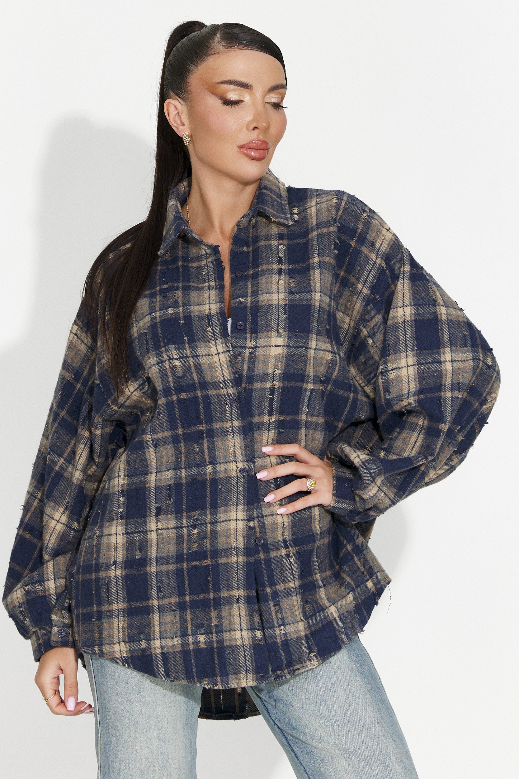 Camicia casual da donna blu marino Jasara Bogas