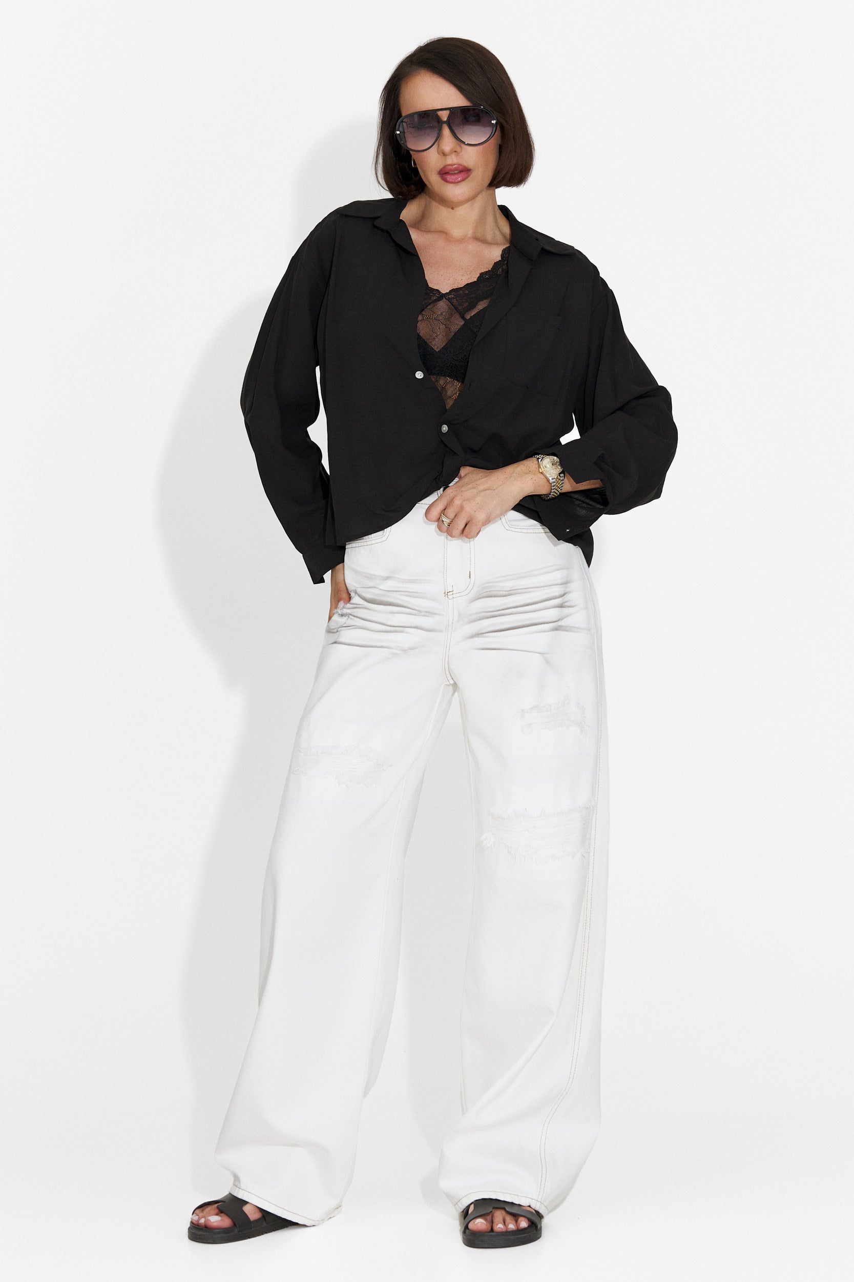 Camicia casual nera da donna Graphi Bogas