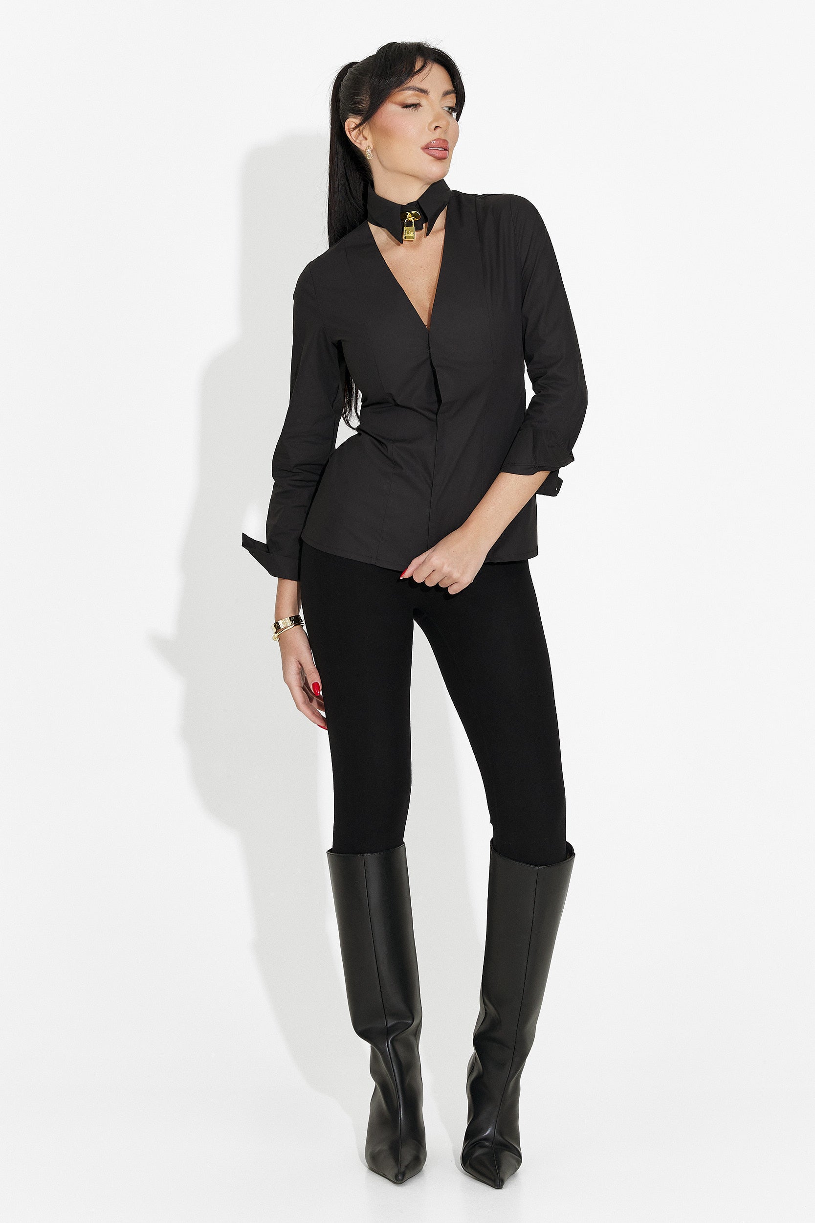Camicia Casual Nera da Donna di Marcelia Bogas