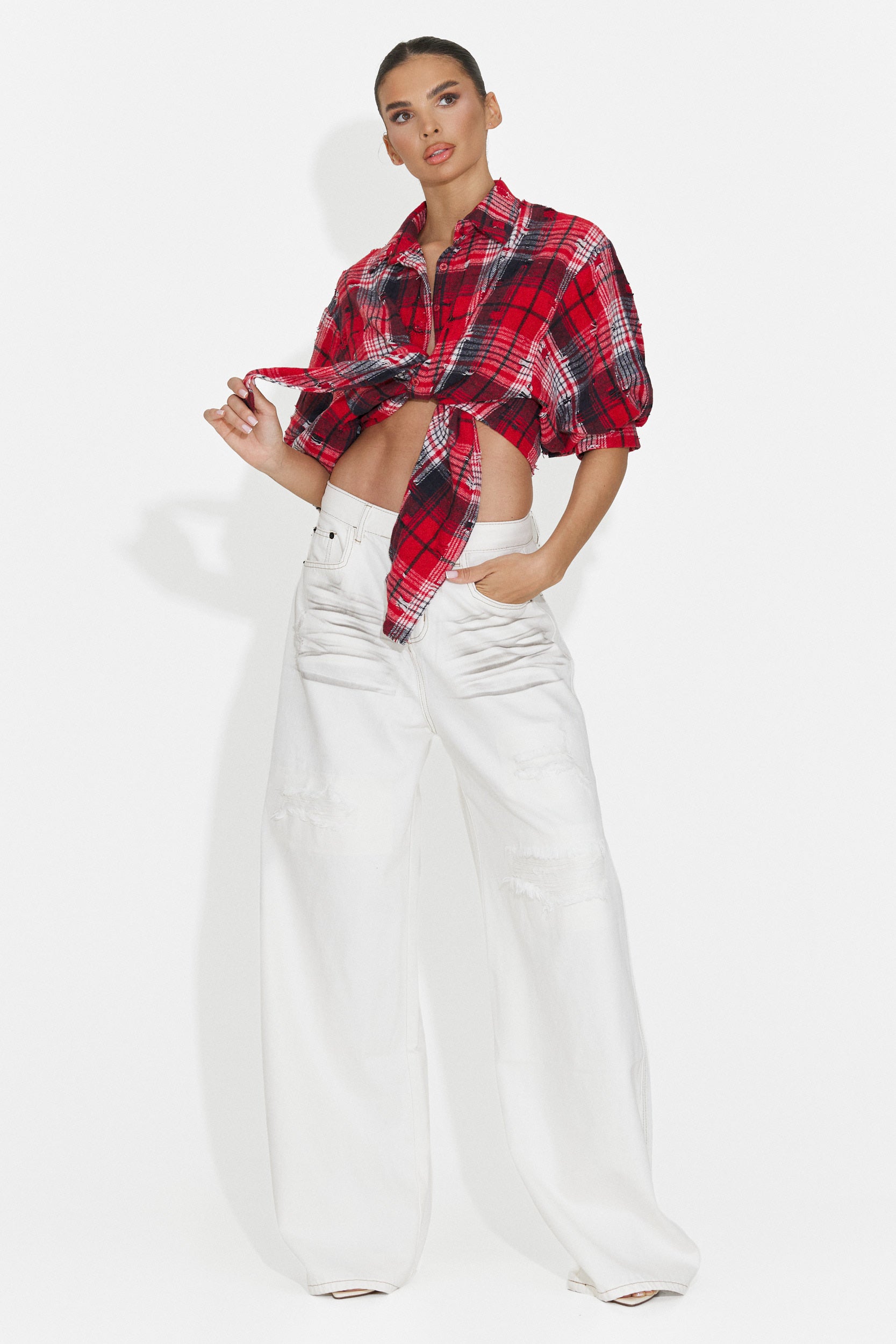 Camicia Rossa Casual da Donna di Daciana Bogas