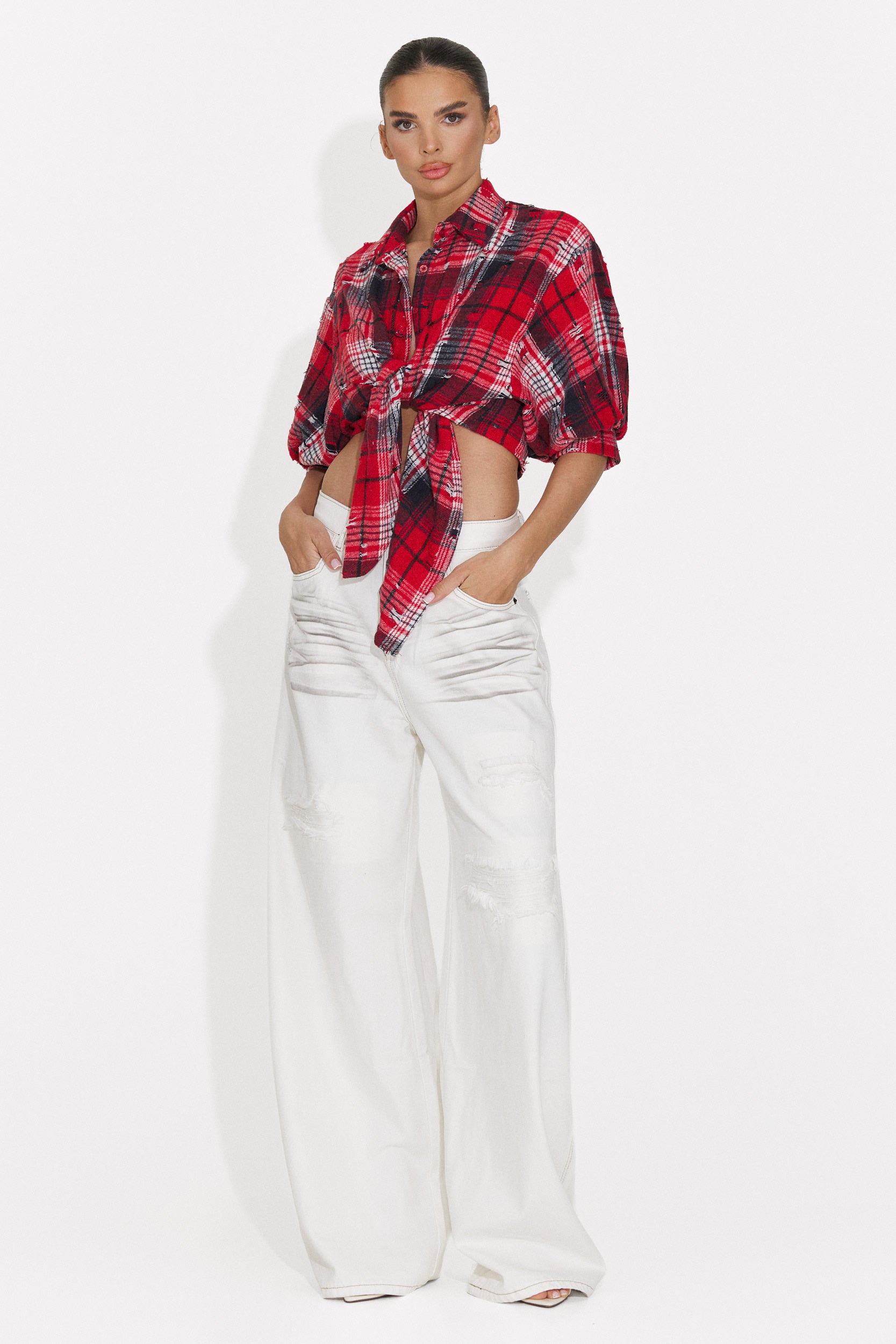 Camicia Rossa Casual da Donna di Daciana Bogas