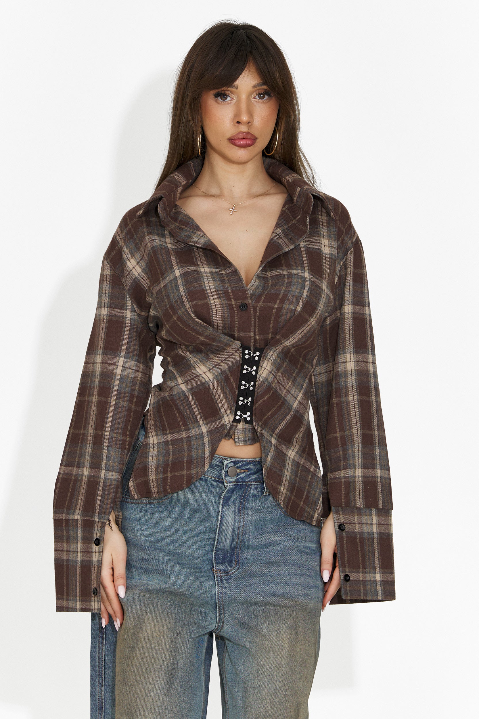 Elegante Camicia da Donna Marrone Hermione Bogas