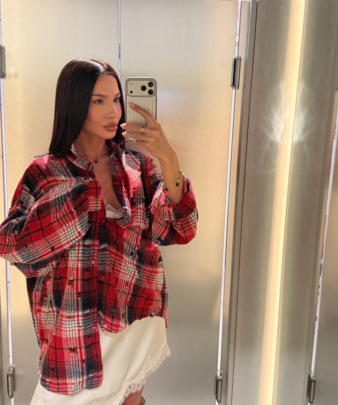 Elegante Camicia Rossa da Donna Pura Bogas