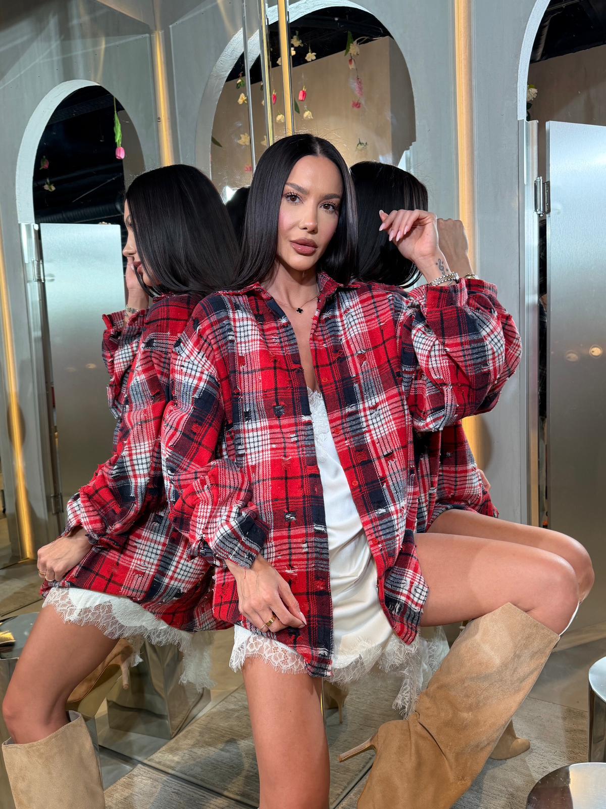 Elegante Camicia Rossa da Donna Pura Bogas