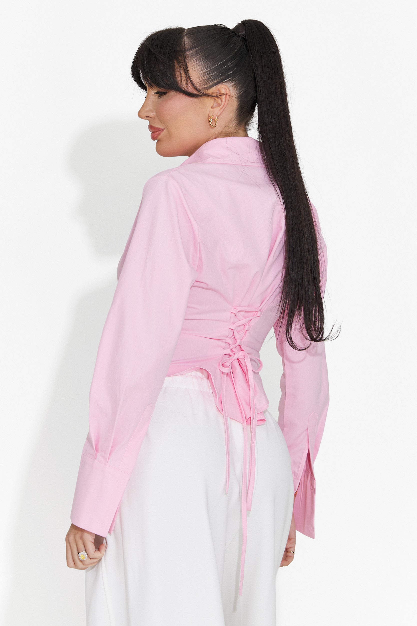 Elegante Blusa Rosa da Donna Lorina Bogas