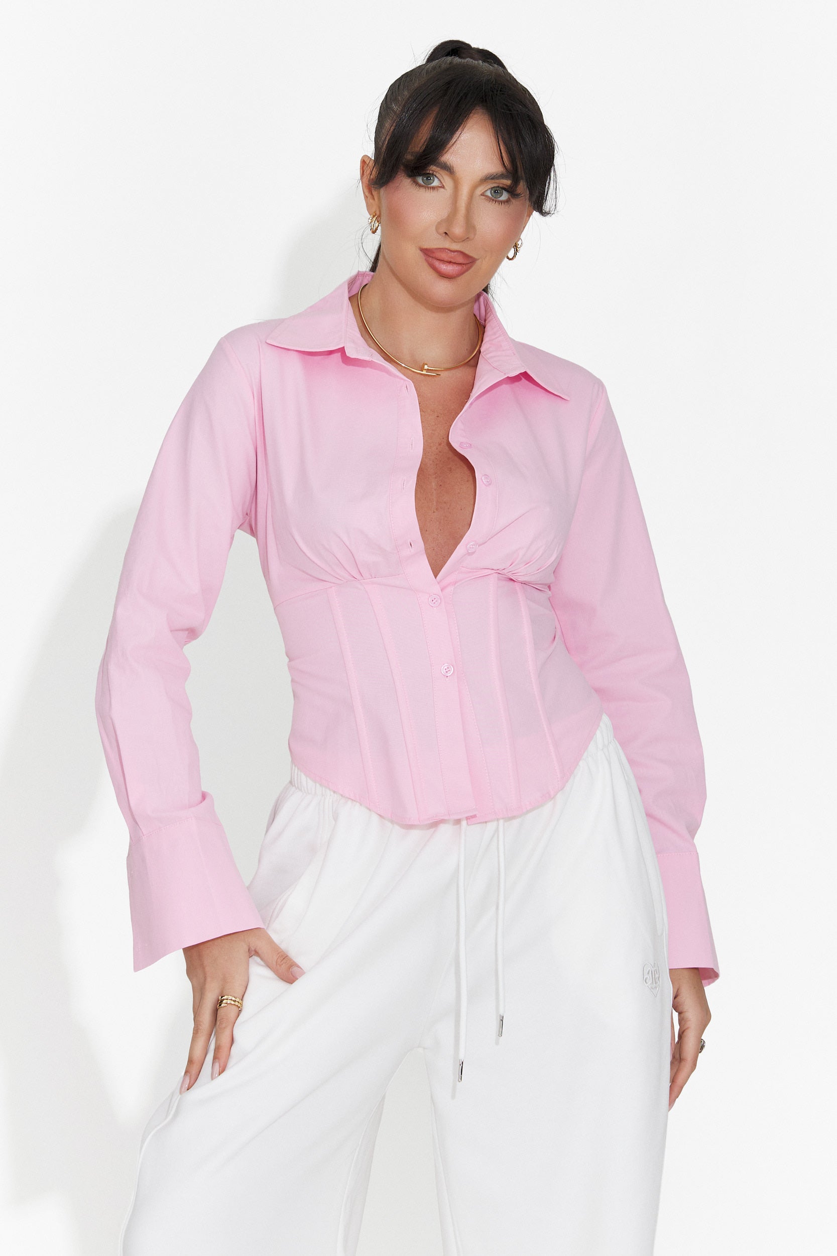 Elegante Blusa Rosa da Donna Lorina Bogas