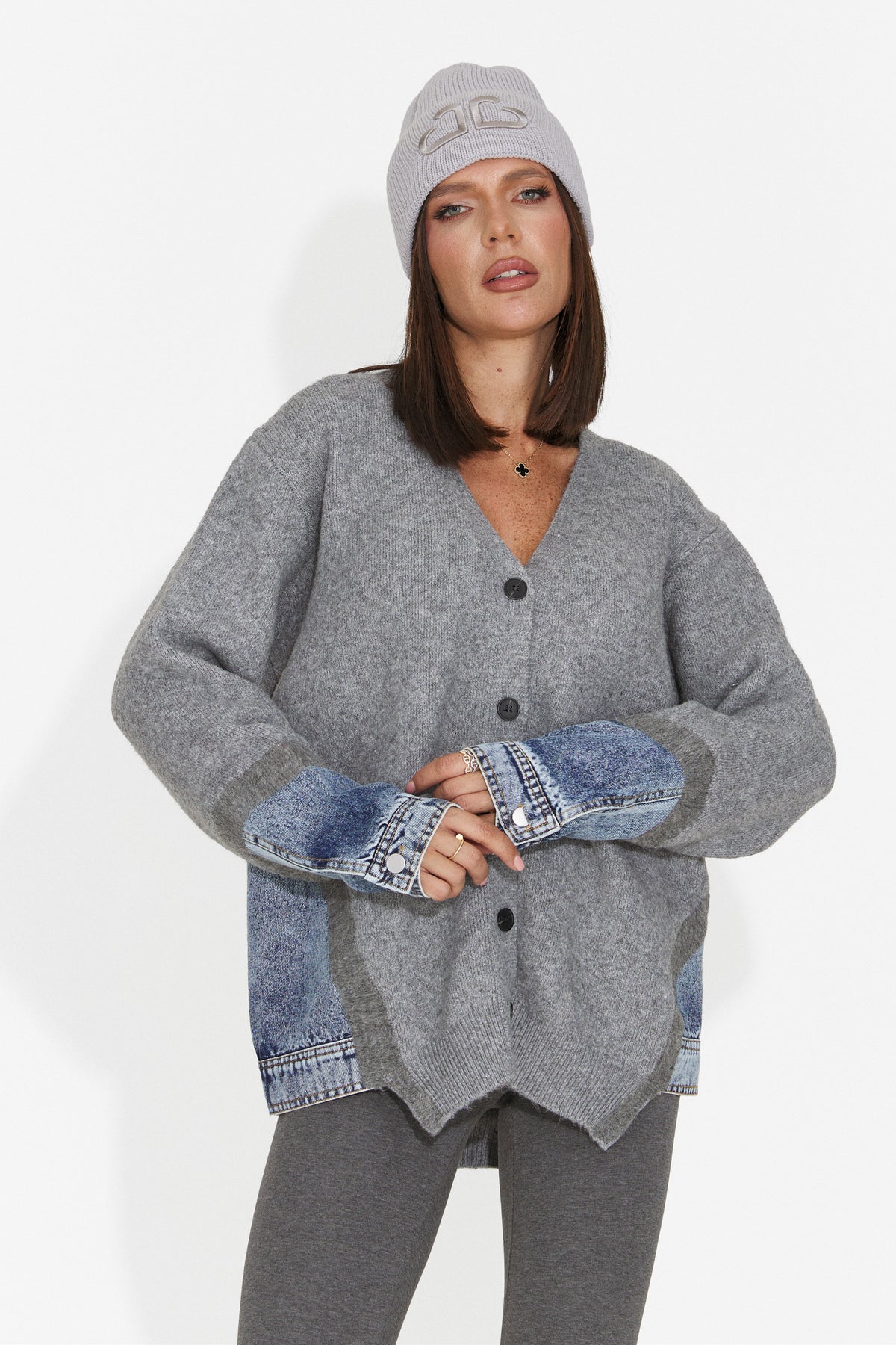 Cardigan casual gri Hinovieza Bogas