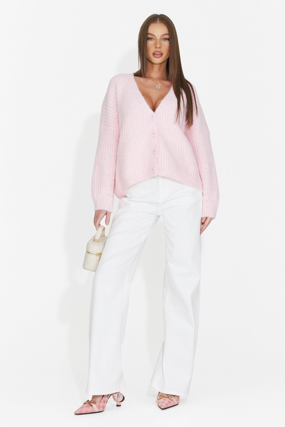 Cardigan casual roz Dyroliara Bogas