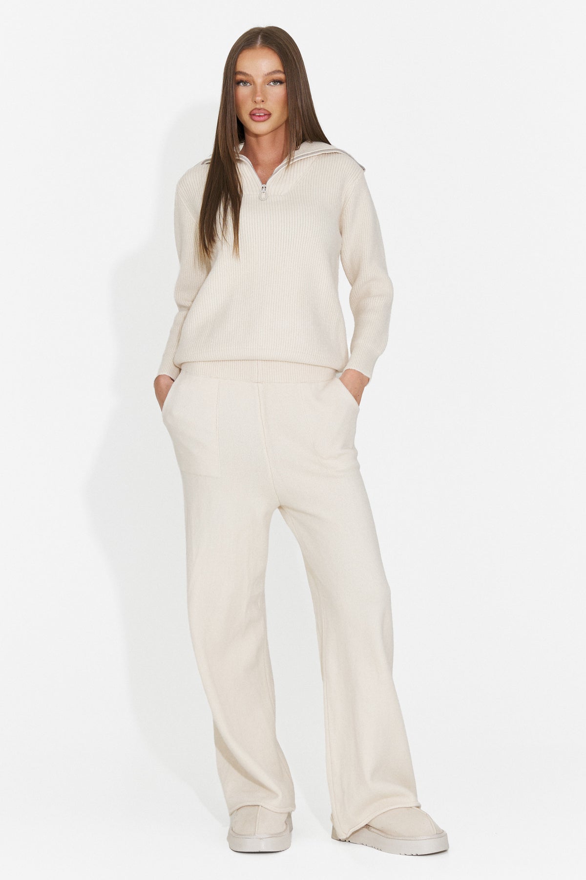 Compleu casual crem Sviola Bogas