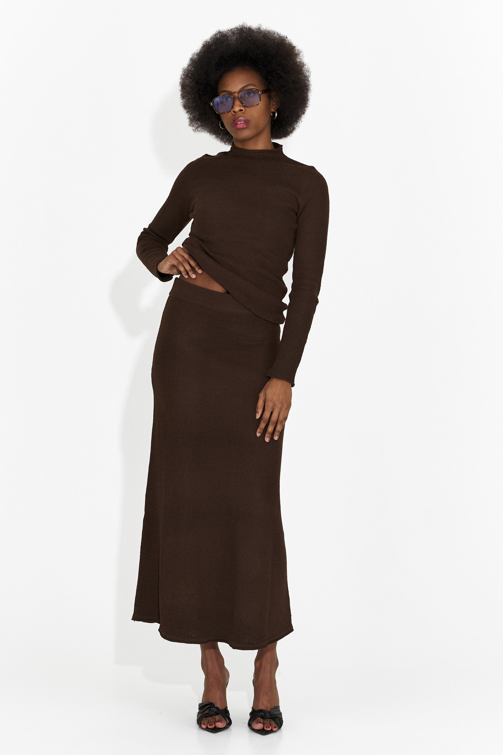 Tailleur Gonna Marrone Casual di Melonia Bogas