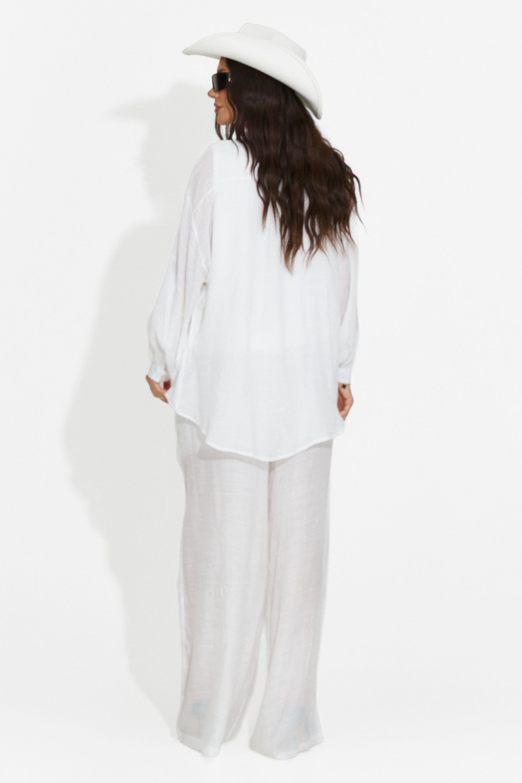 Completo donna camicia + pantaloni + canotta bianco Mivya Bogas