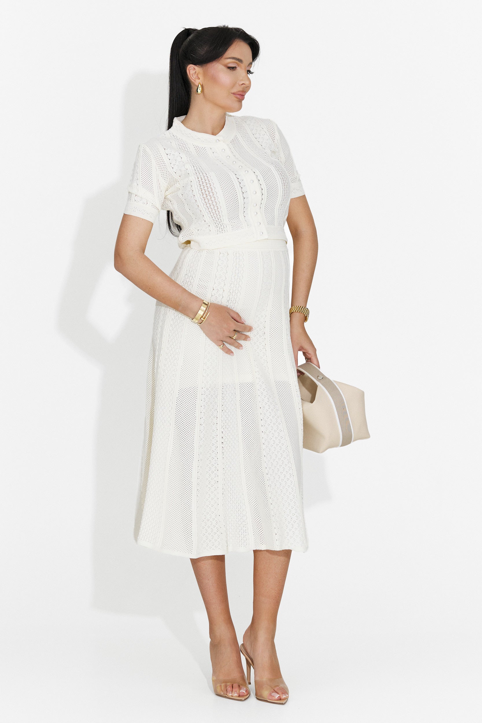 Tailleur da donna Denilia Bogas con gonna color crema