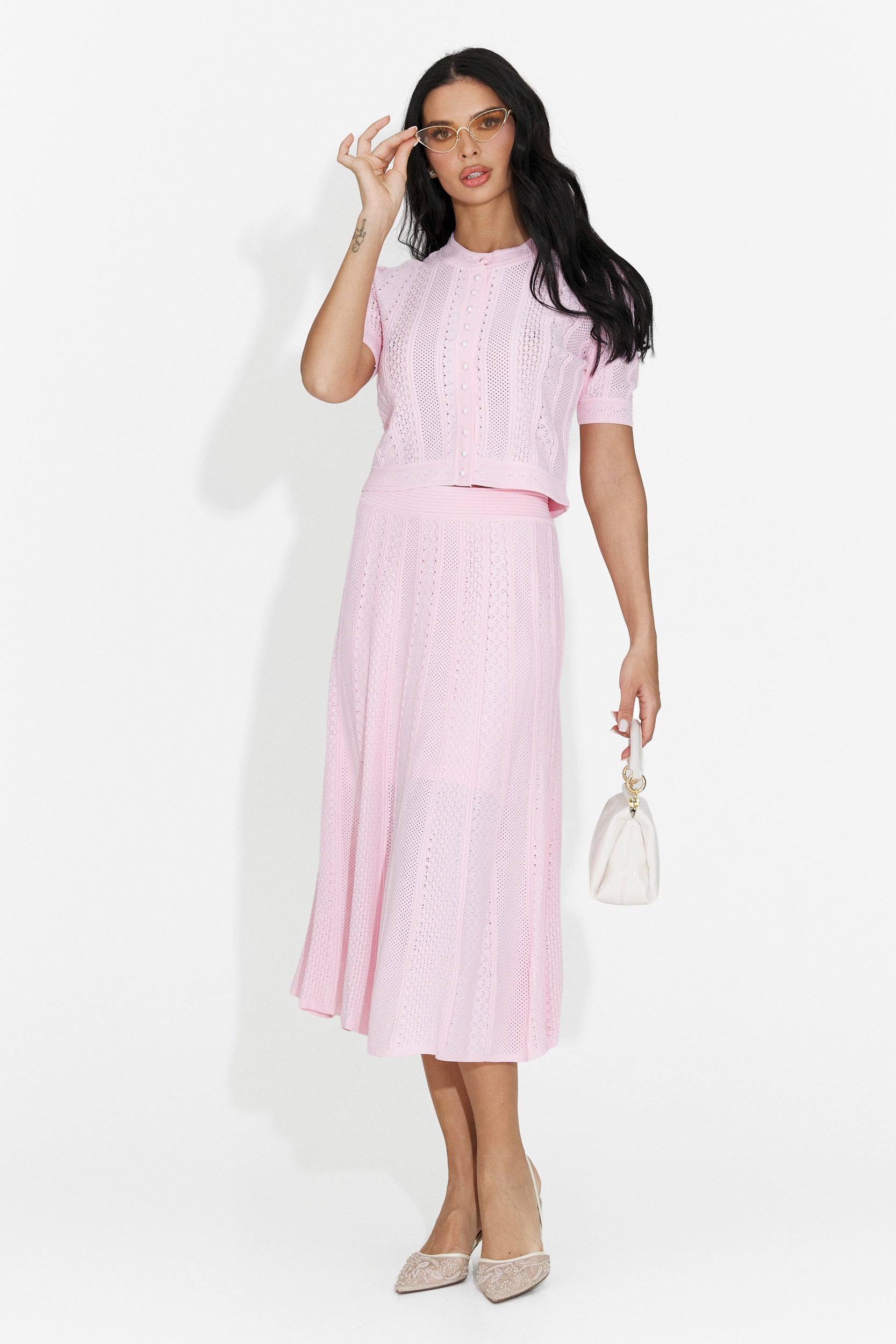 Tailleur da donna Denilia Bogas con gonna rosa