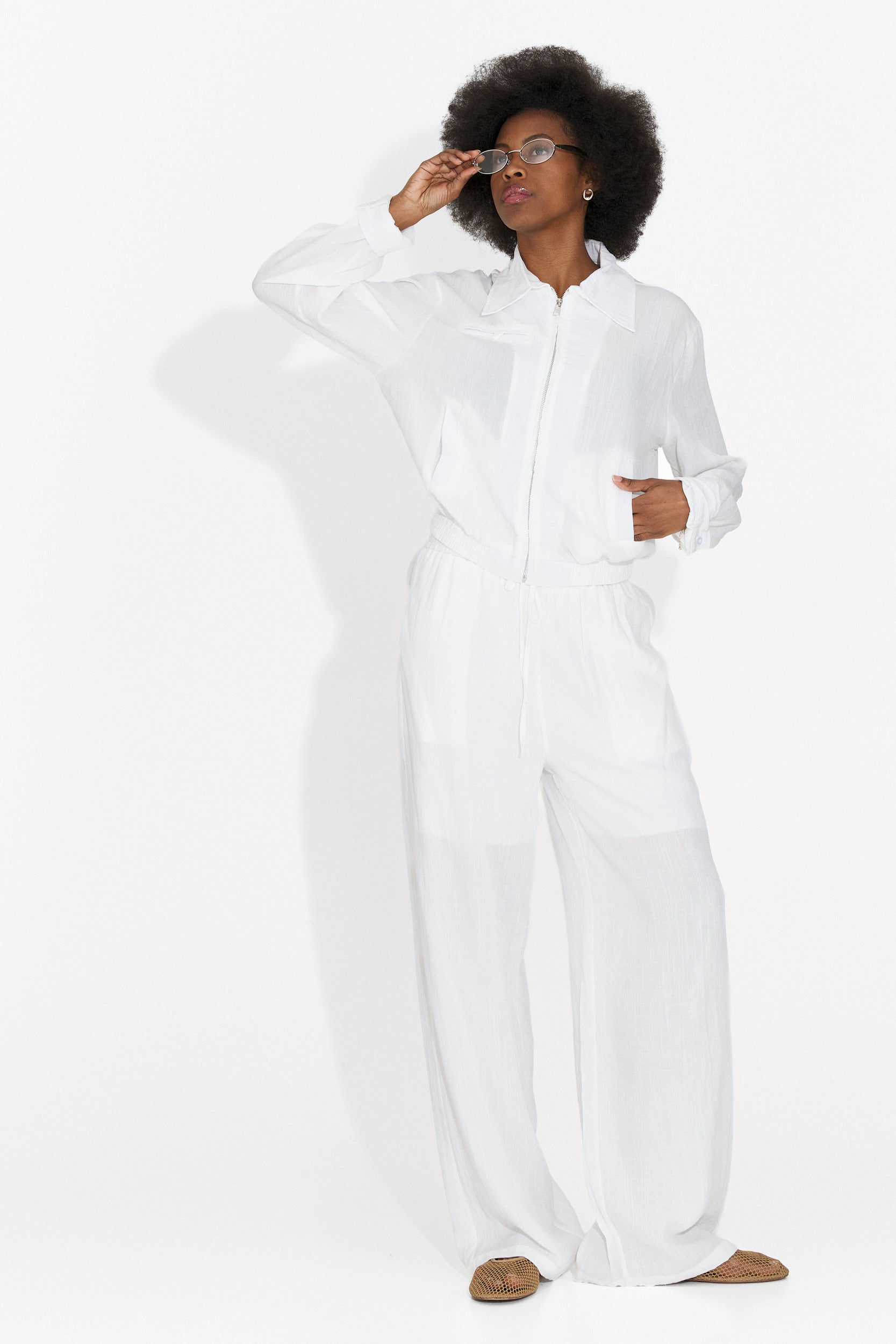 Tailleur da donna con pantaloni Tulip Bogas bianchi