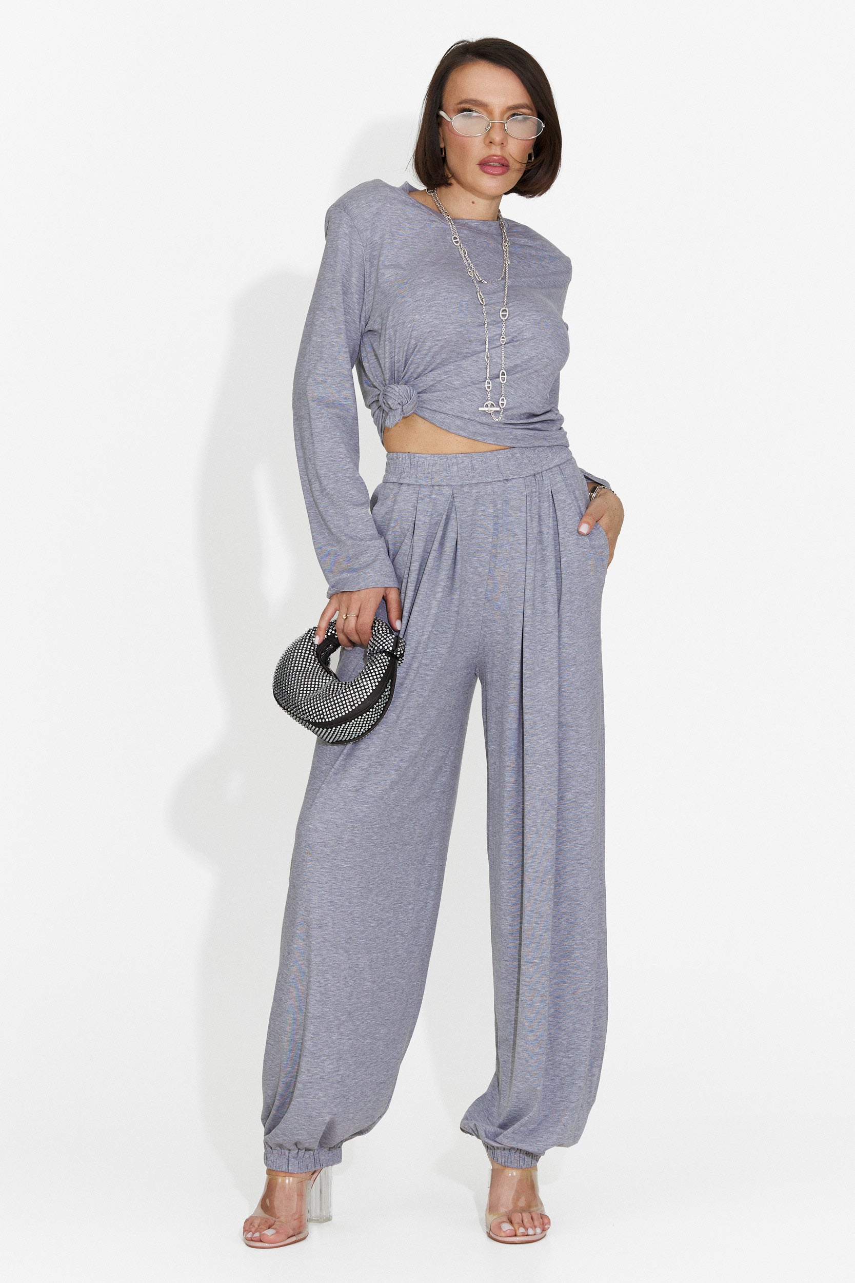 Tailleur da Donna Namay Bogas con Pantaloni Grigi