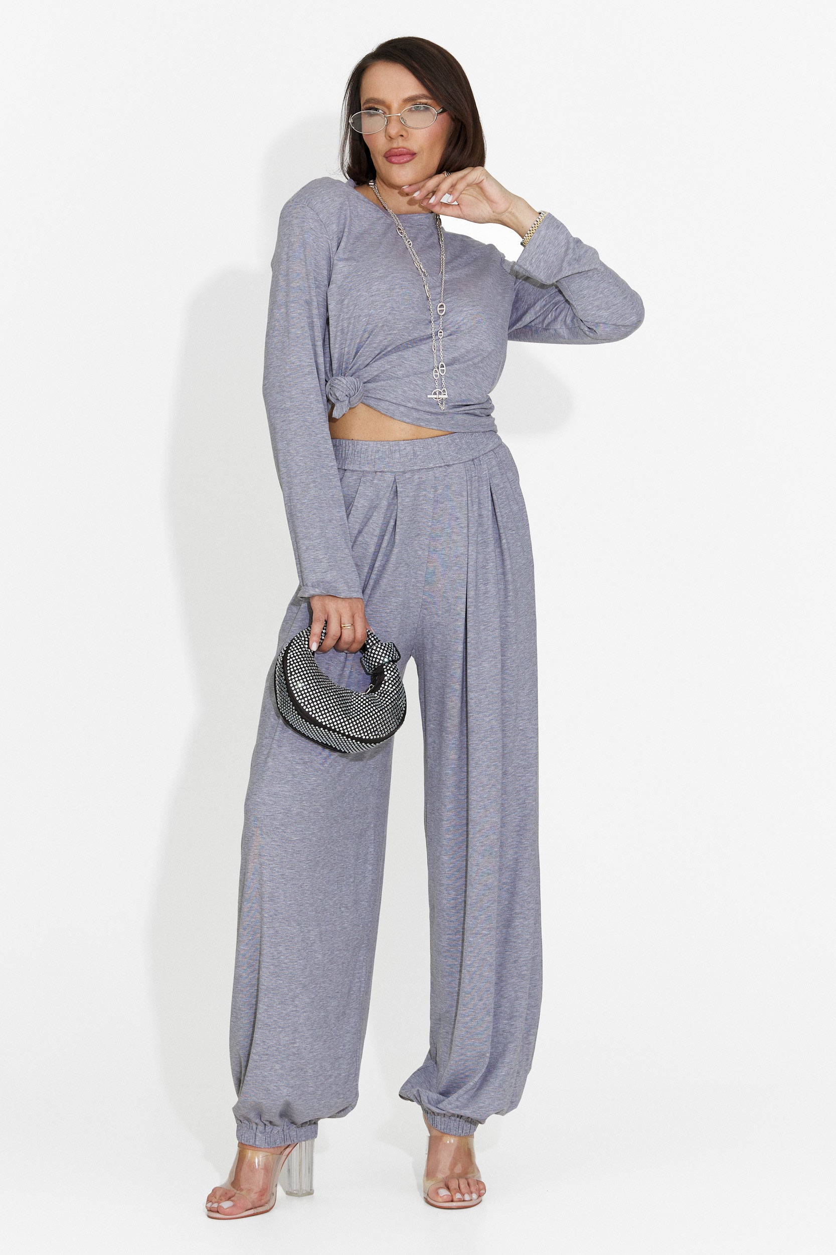 Tailleur da Donna Namay Bogas con Pantaloni Grigi