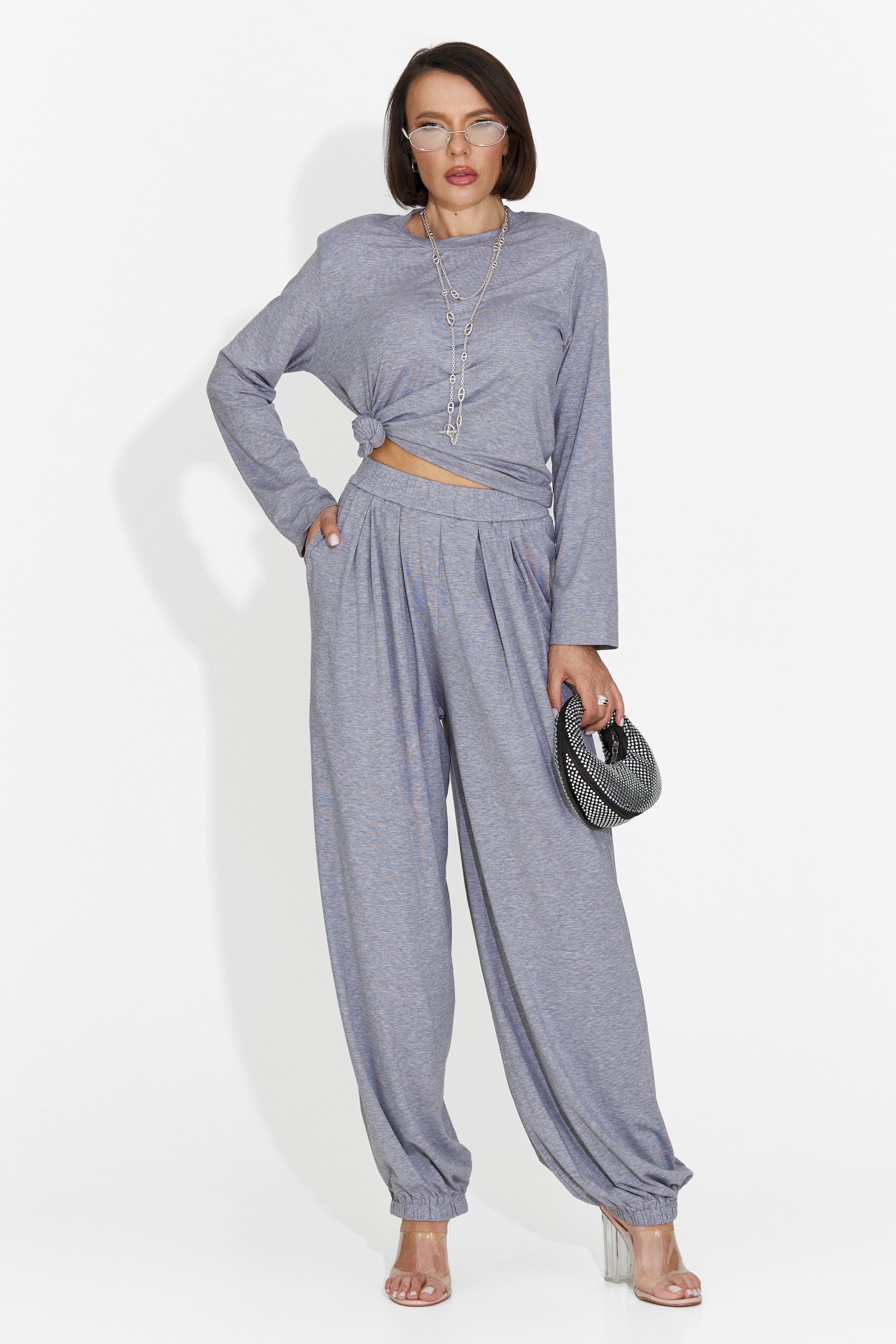 Tailleur da Donna Namay Bogas con Pantaloni Grigi
