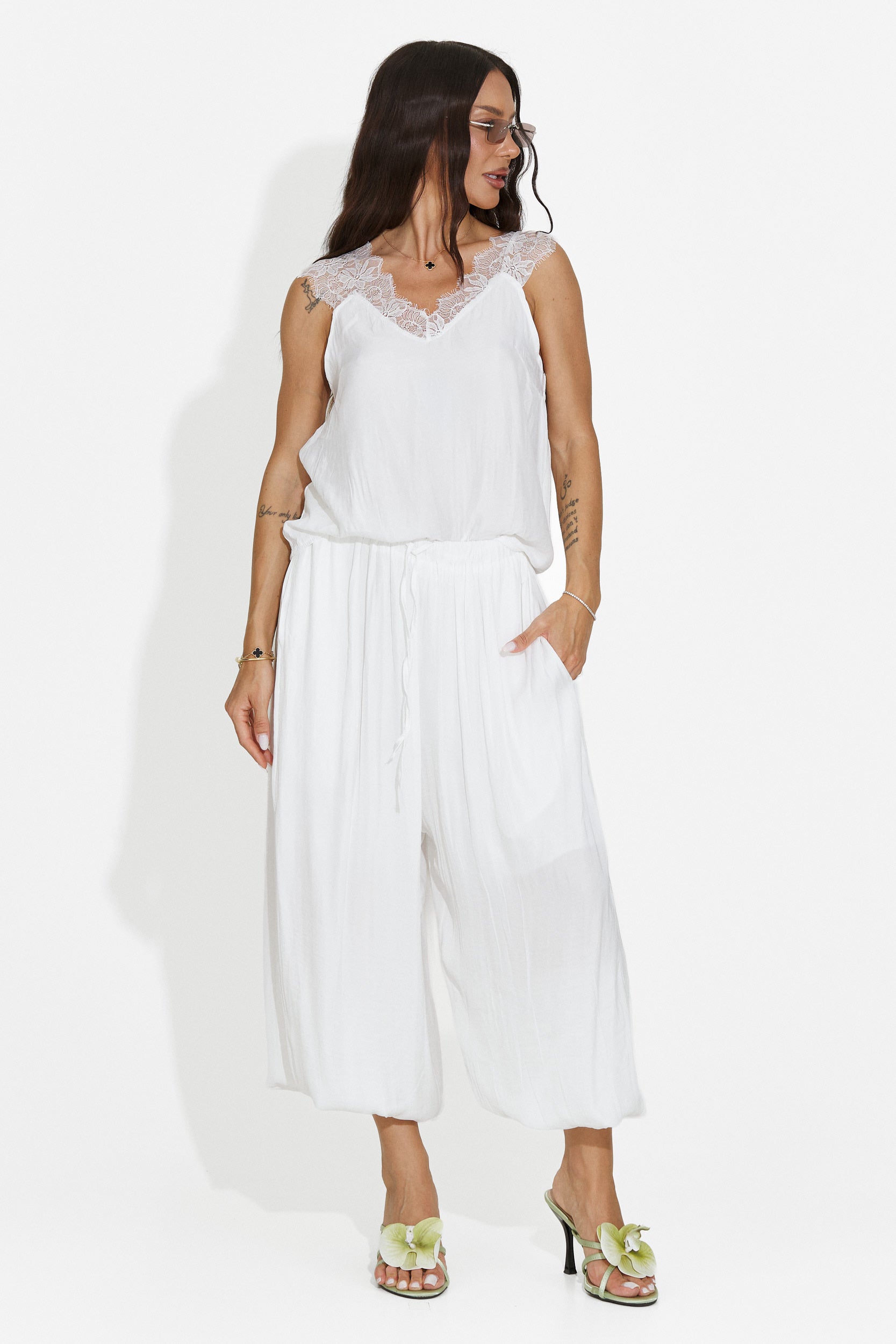 Completo donna con pantaloni lunghi bianco Anaelia Bogas