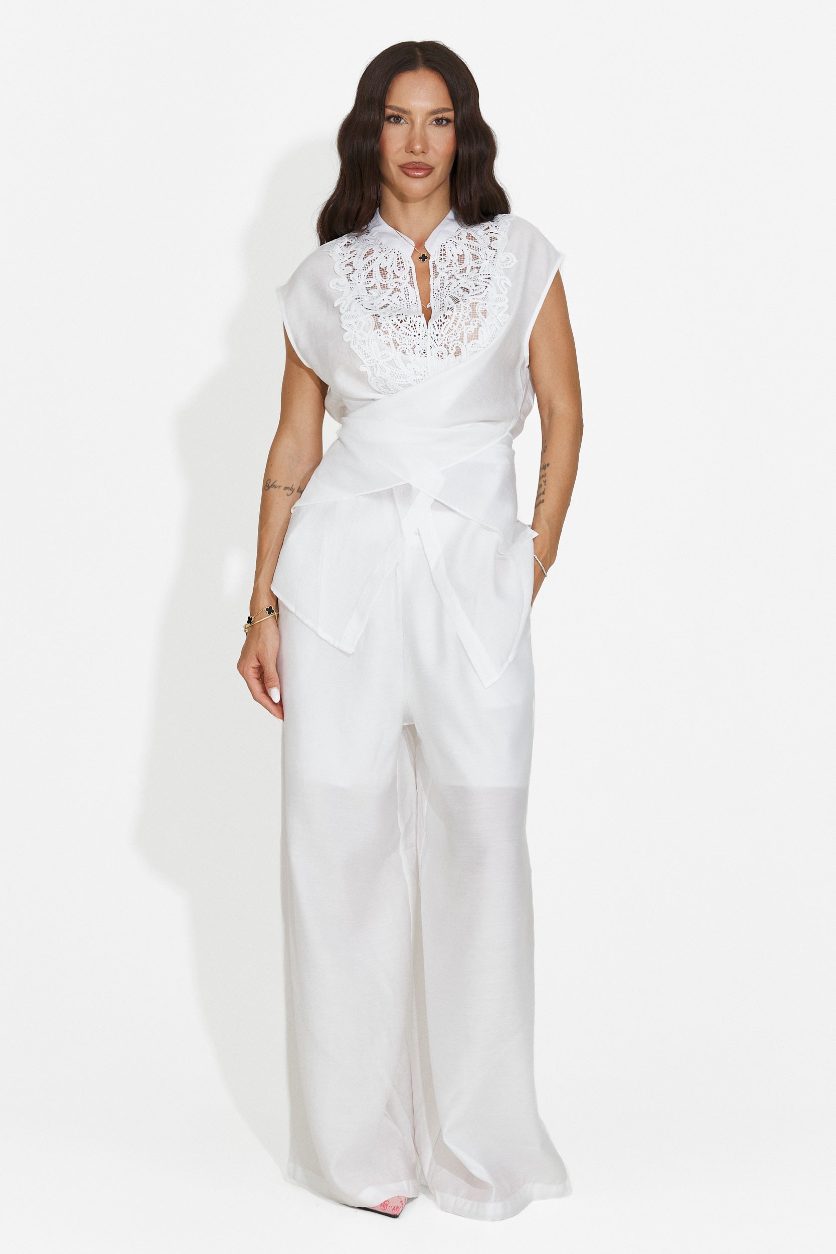 Completo donna con pantaloni lunghi bianco Searcing Bogas