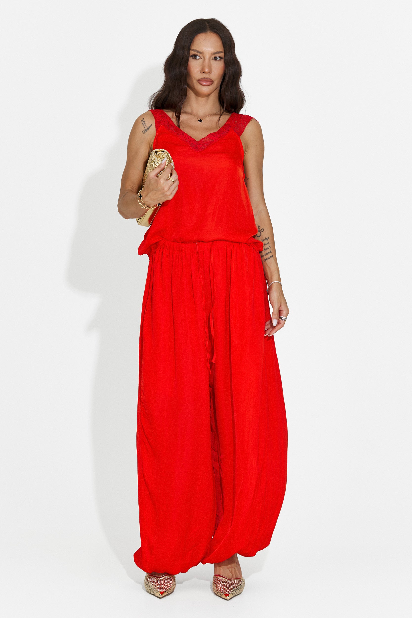 Completo donna con pantaloni lunghi rosso Anaelia Bogas