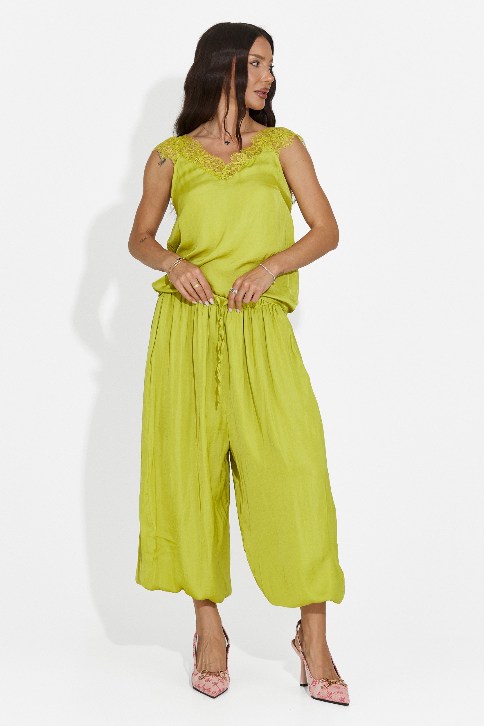 Completo donna con pantaloni lunghi verde Anaelia Bogas