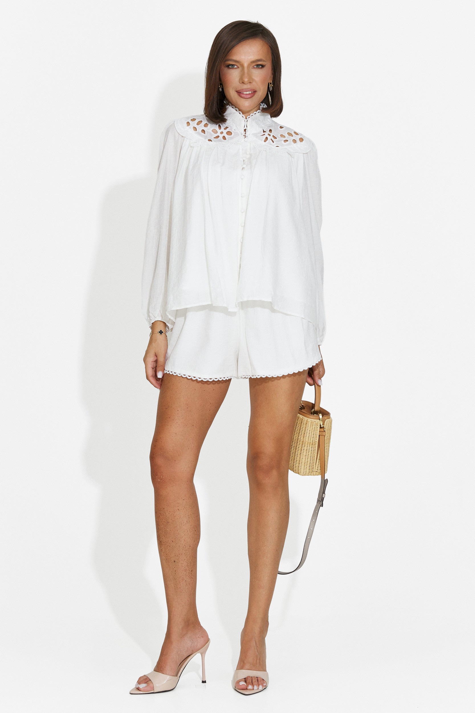 Completo donna con pantaloni corti bianco Lenisak Bogas