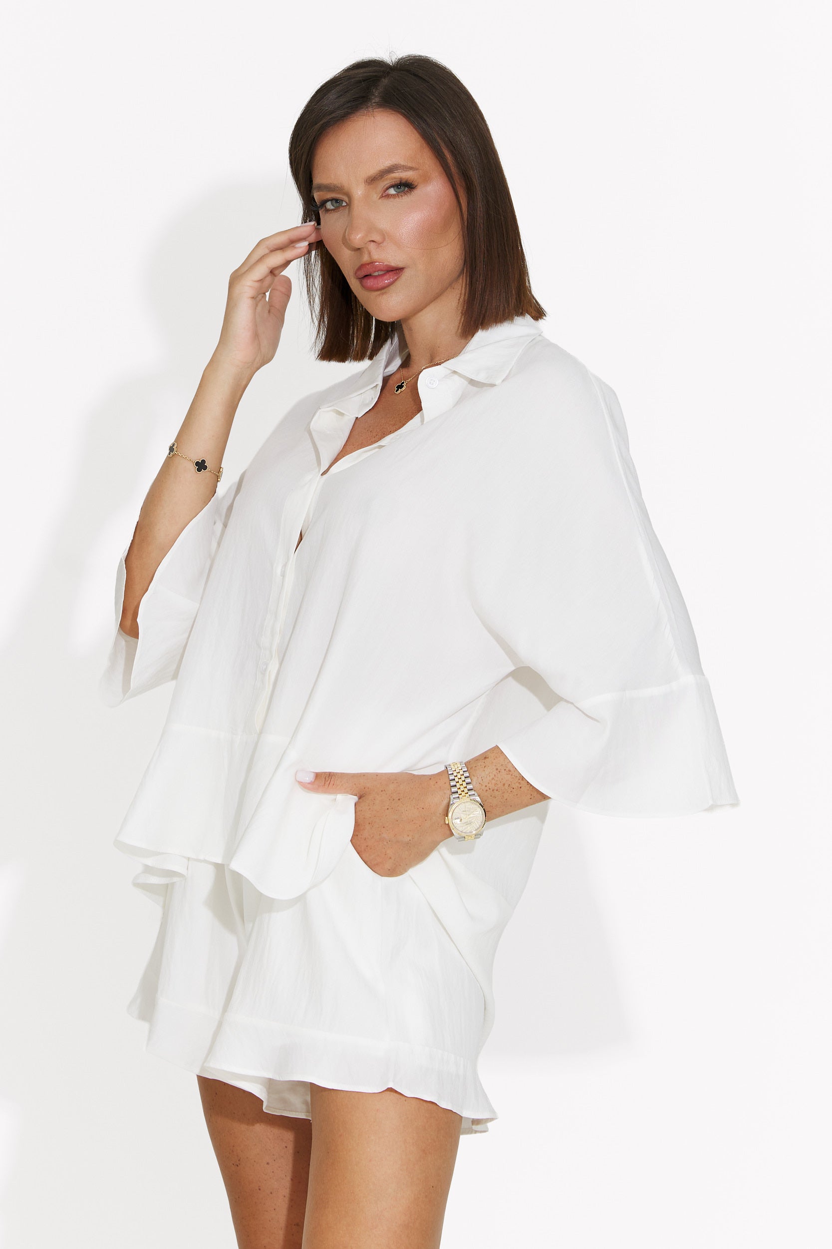Completo donna con pantaloncini bianco Olgana Bogas