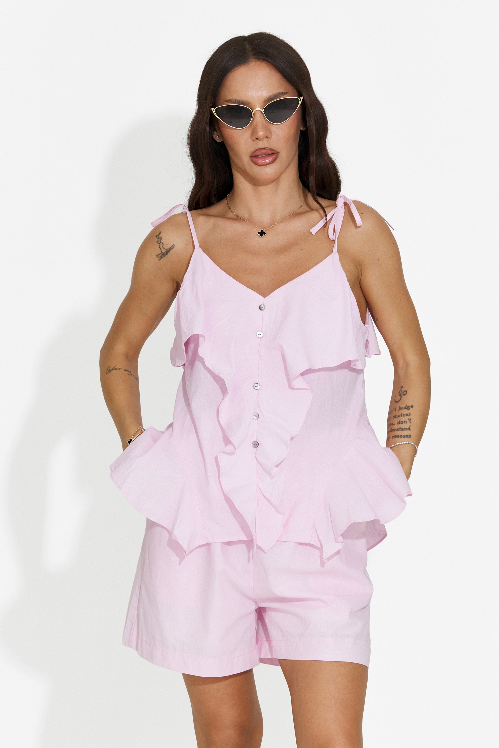 Completo donna con pantaloncini rosa Kanelia Bogas