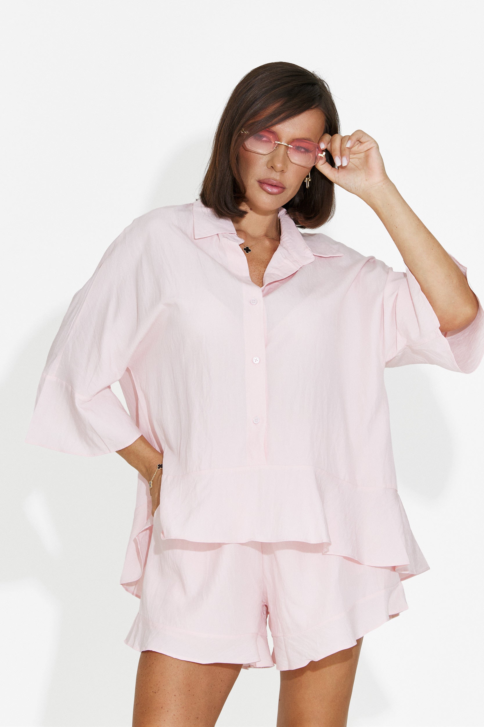 Completo donna con pantaloncini rosa Olgana Bogas