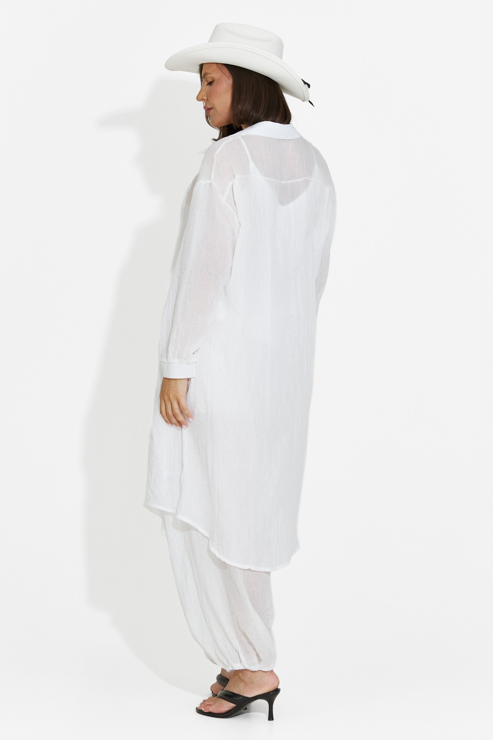 Completo da donna pantaloni + canotta + camicia bianco Dariele Bogas